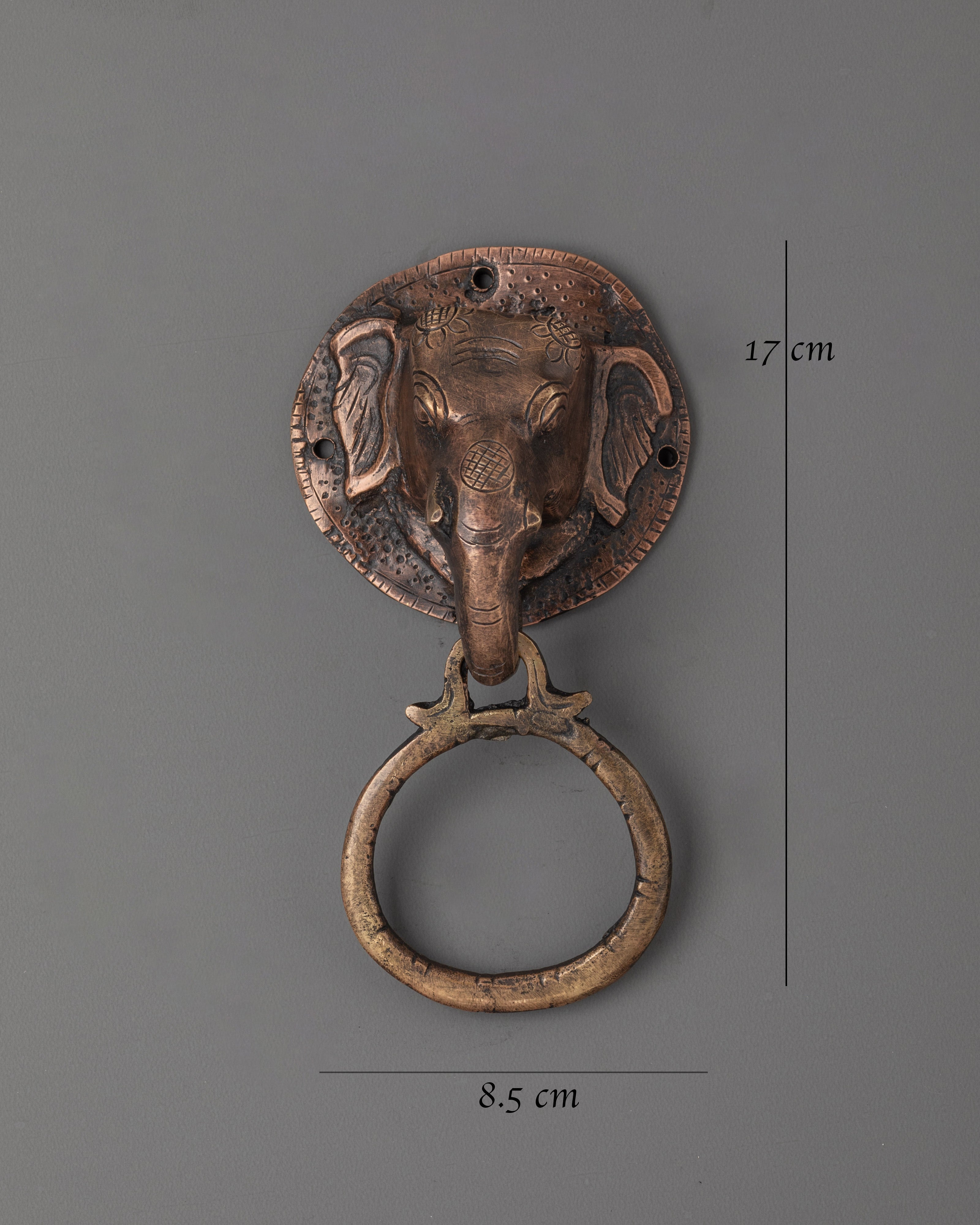 Traditional Elephant Head Door Knocker | Oxidized Copper Craft