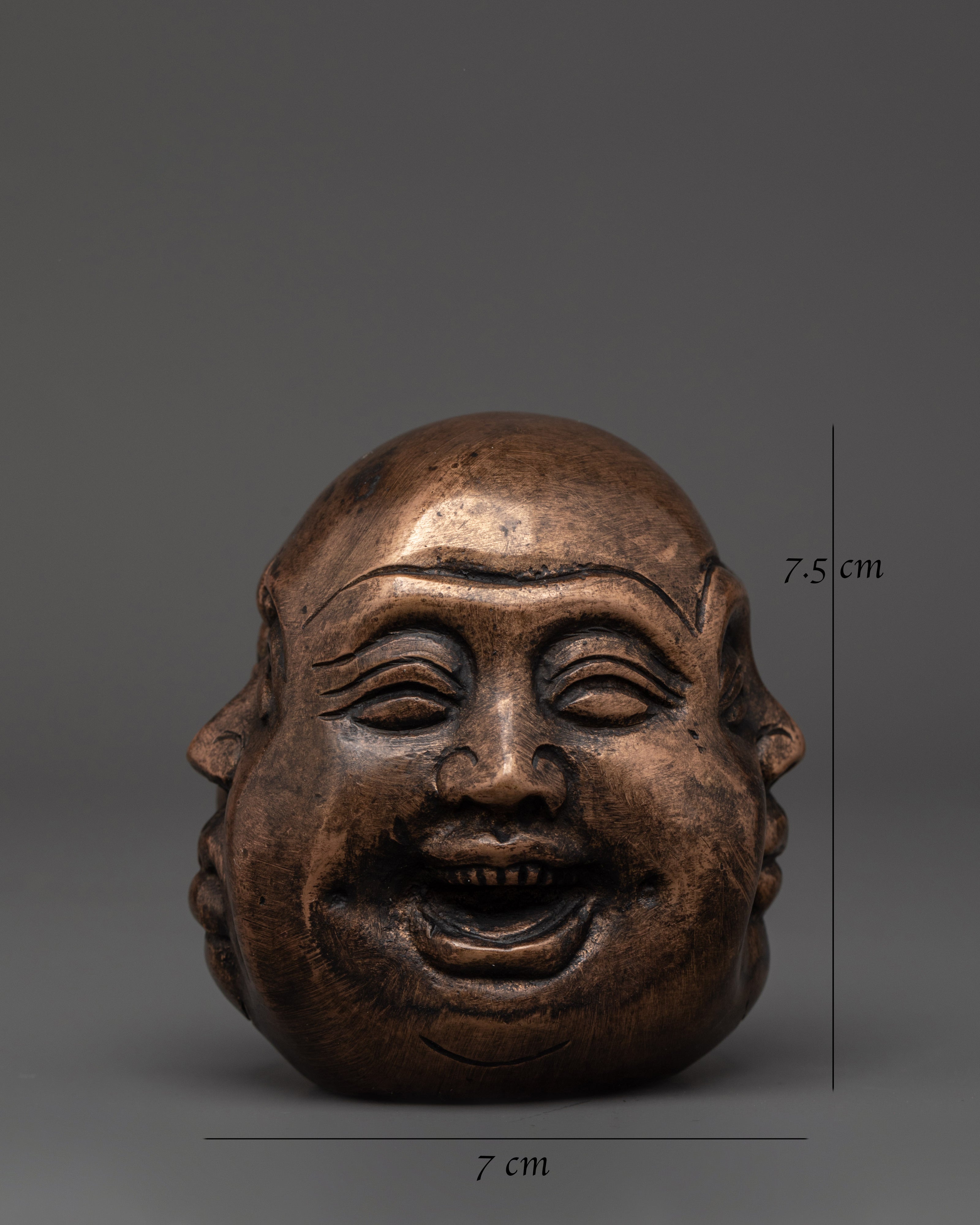 Sacred Laughing Buddha Head | Brass Buddha Sculpture for Spiritual Decor