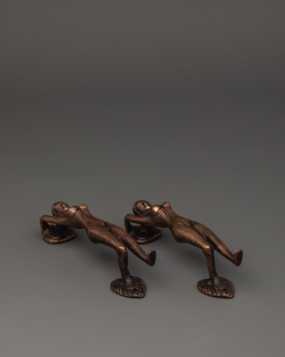 Traditional Tibetan Door Handle Set | Oxidized Copper Decorative Hardware