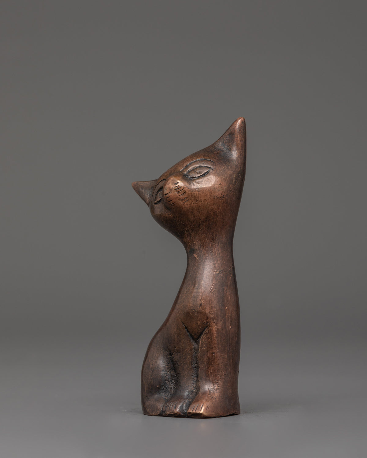 Handcrafted Decorative Cat Figurine Set | Oxidized Copper Cat Sculpture