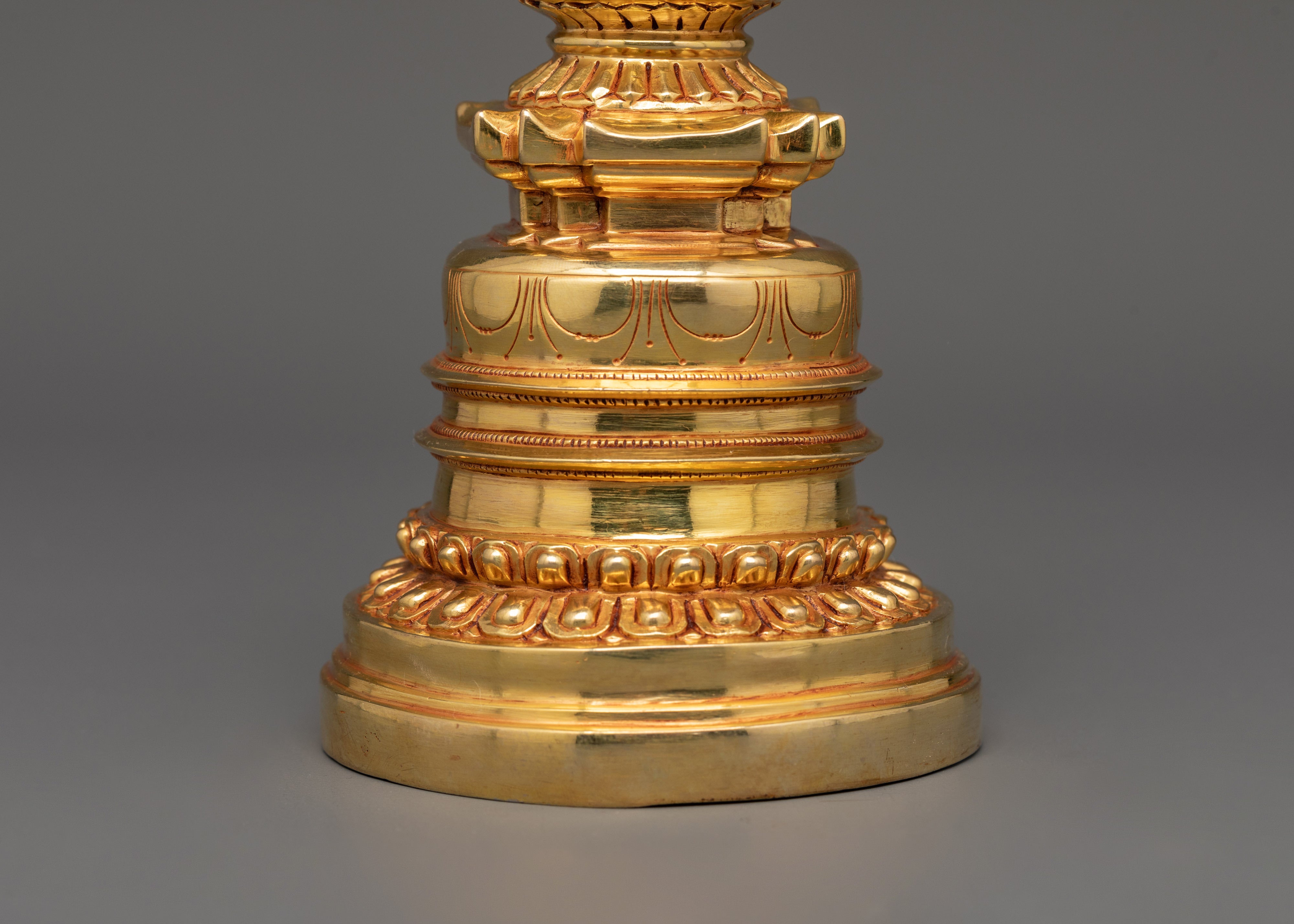 Tibetan Buddhist Gold-Plated Stupa | Spiritual Stupa for Altar or Shrine