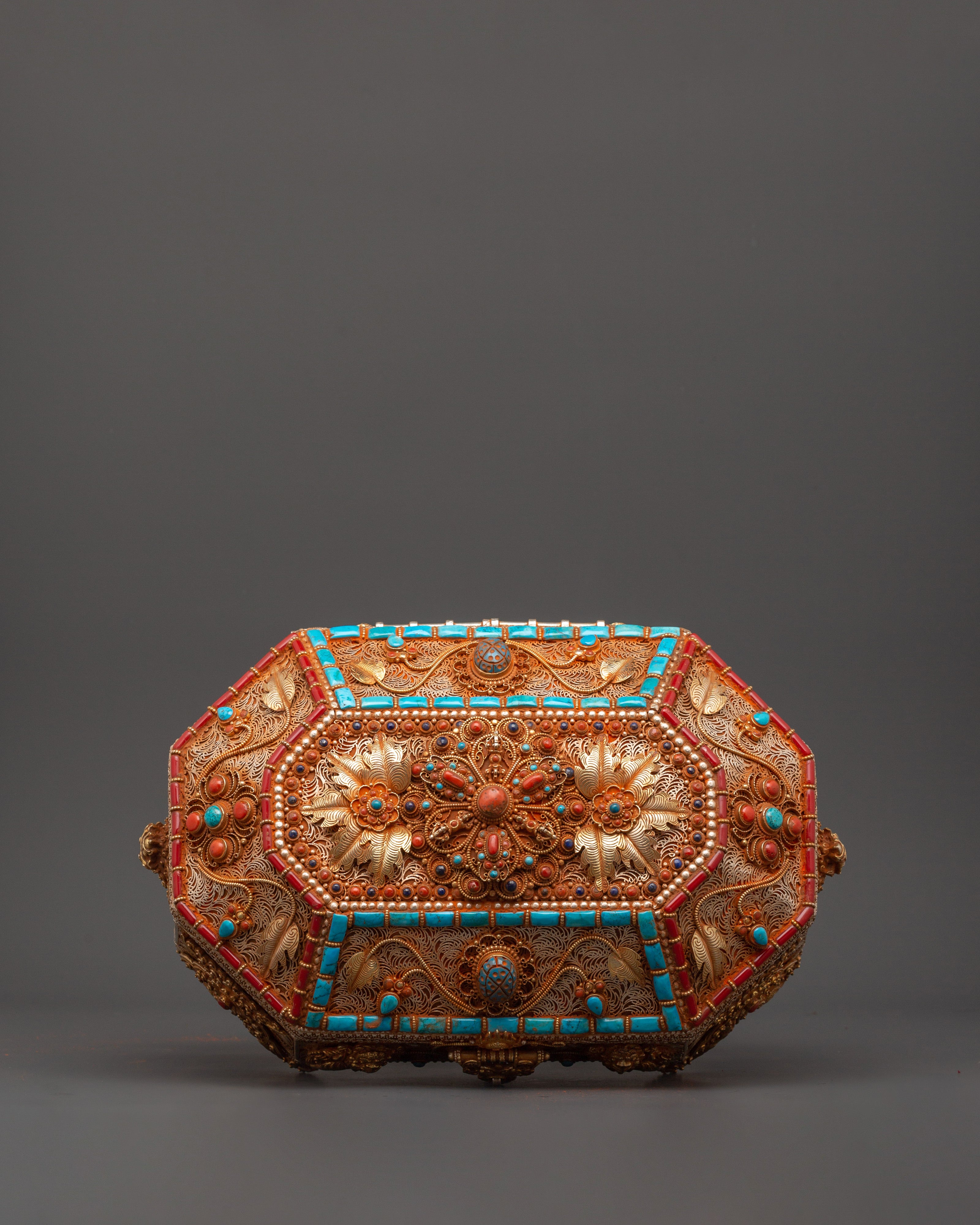 Himalayan Box with Filigree Work | Sacred Gemstone Inlay