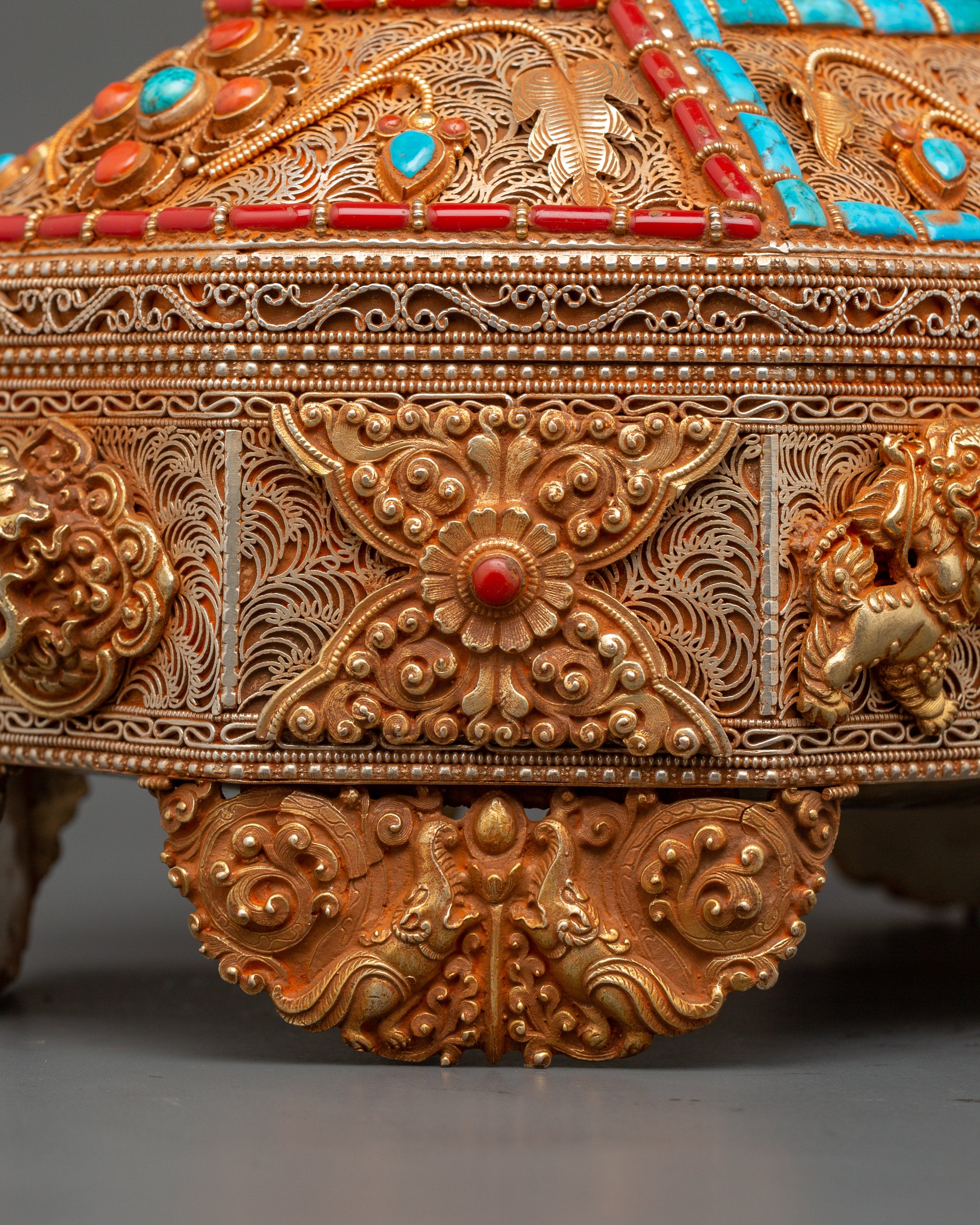 Himalayan Box with Filigree Work | Sacred Gemstone Inlay