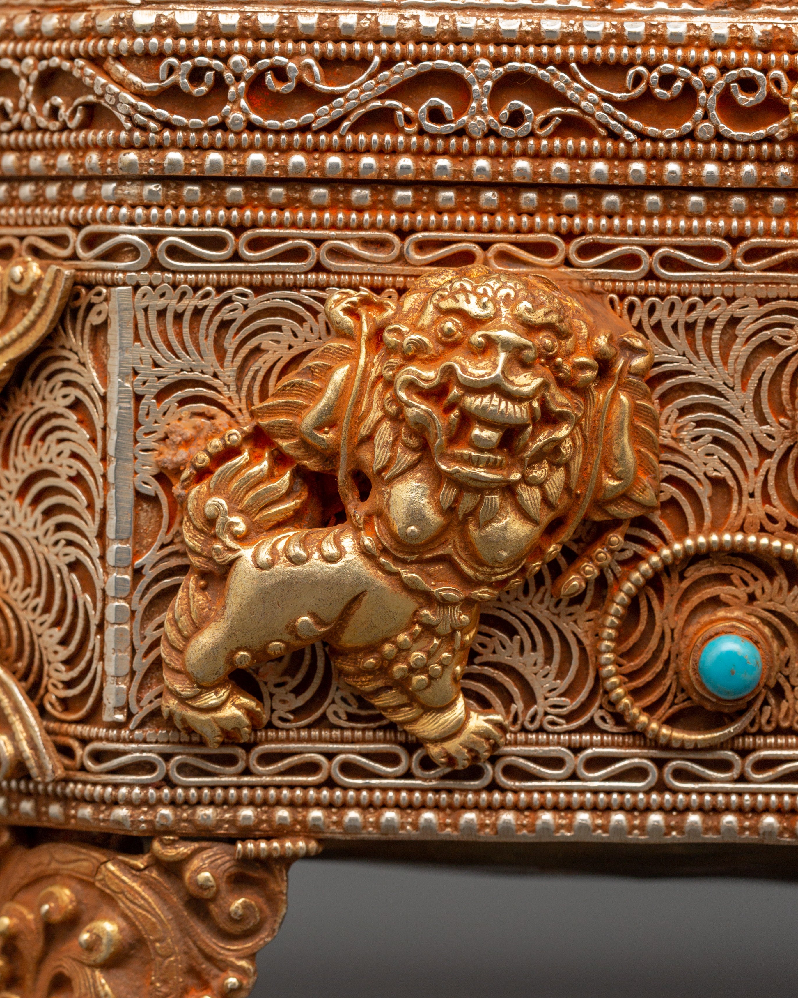 Himalayan Box with Filigree Work | Sacred Gemstone Inlay