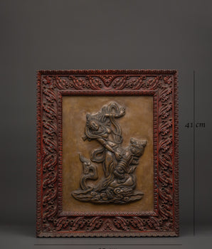 Dancing Deity Brass Wall Hanging | Sacred Art with Carved Frame