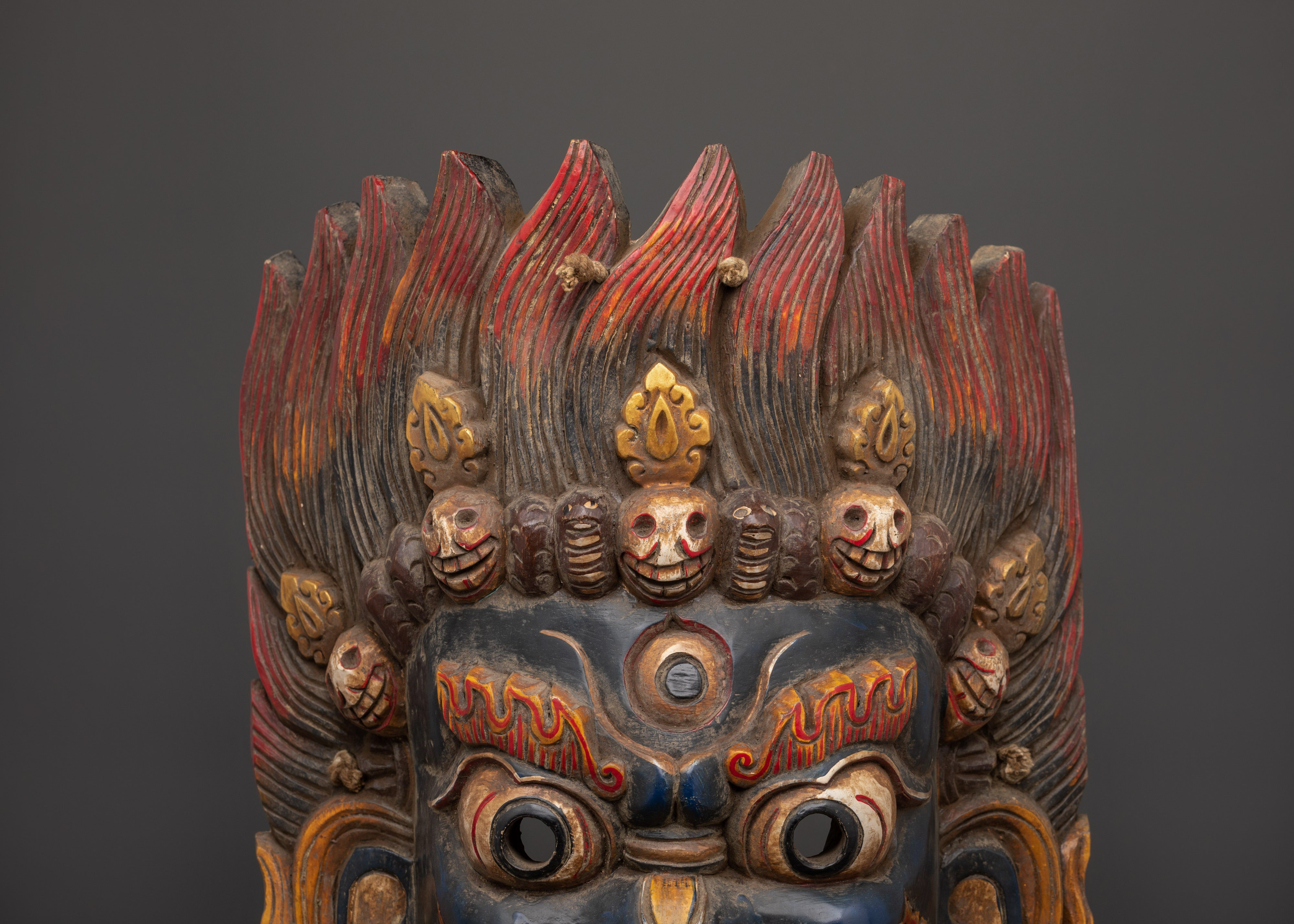 Handcrafted Bhairav Tantric Protection Mask | Fierce Guardian Deity Mask Sacred Art