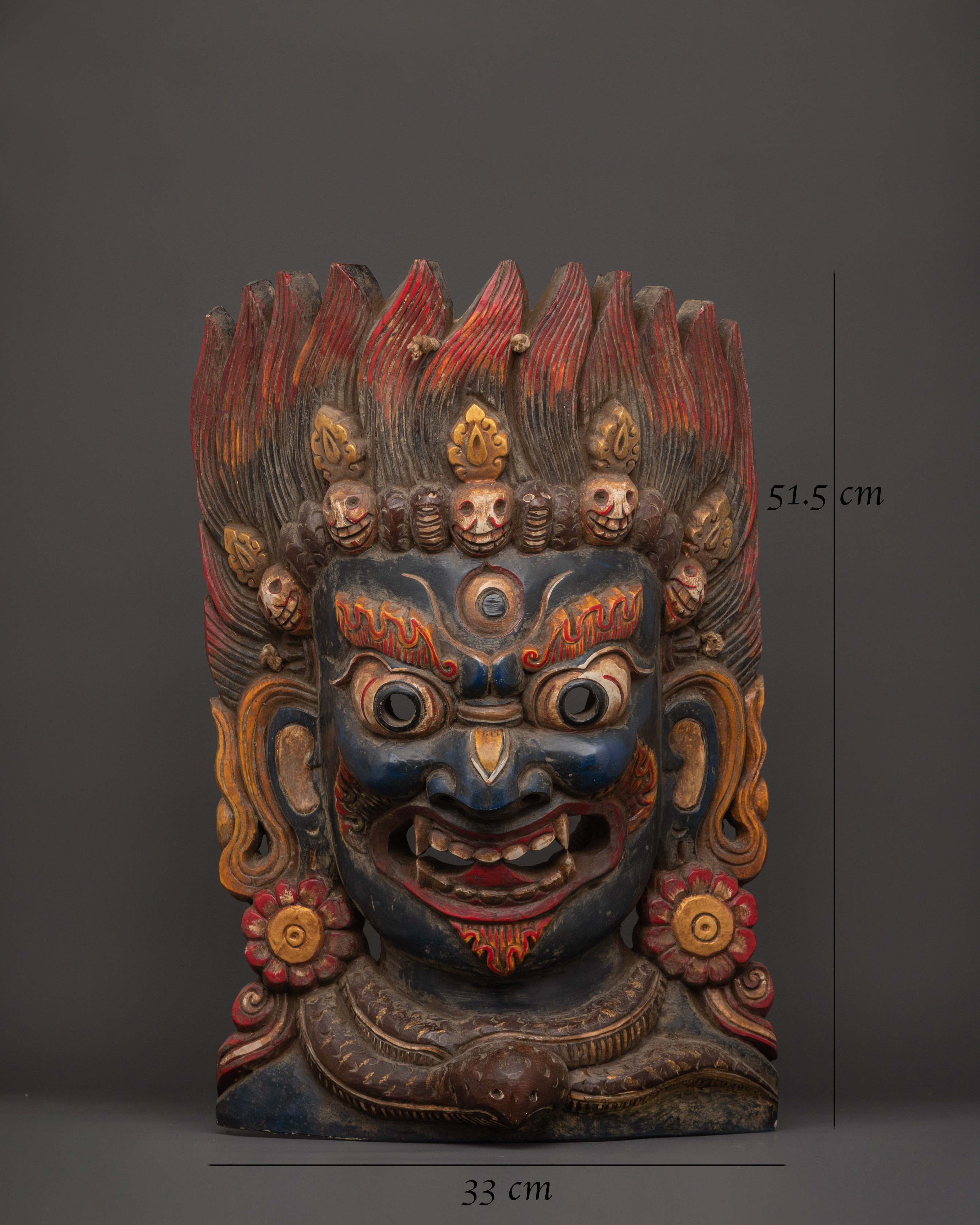 Handcrafted Bhairav Tantric Protection Mask | Fierce Guardian Deity Mask Sacred Art