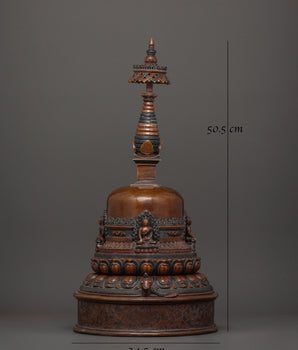 Copper Oxidized Stupa | Sacred Tibetan Shrine of Enlightenment