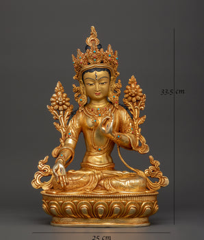 Handcrafted Copper Body White Tara Statue | Goddess of Compassion