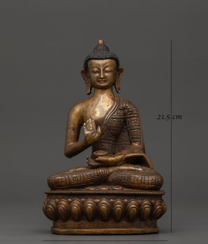 Antique Amogasiddhi Buddha Statue |  Tibetan Copper Meditation Deity