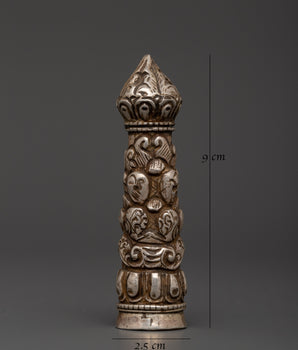 Tibetan Silver Seal Stamp | Buddhist Symbolic Tool for Altar