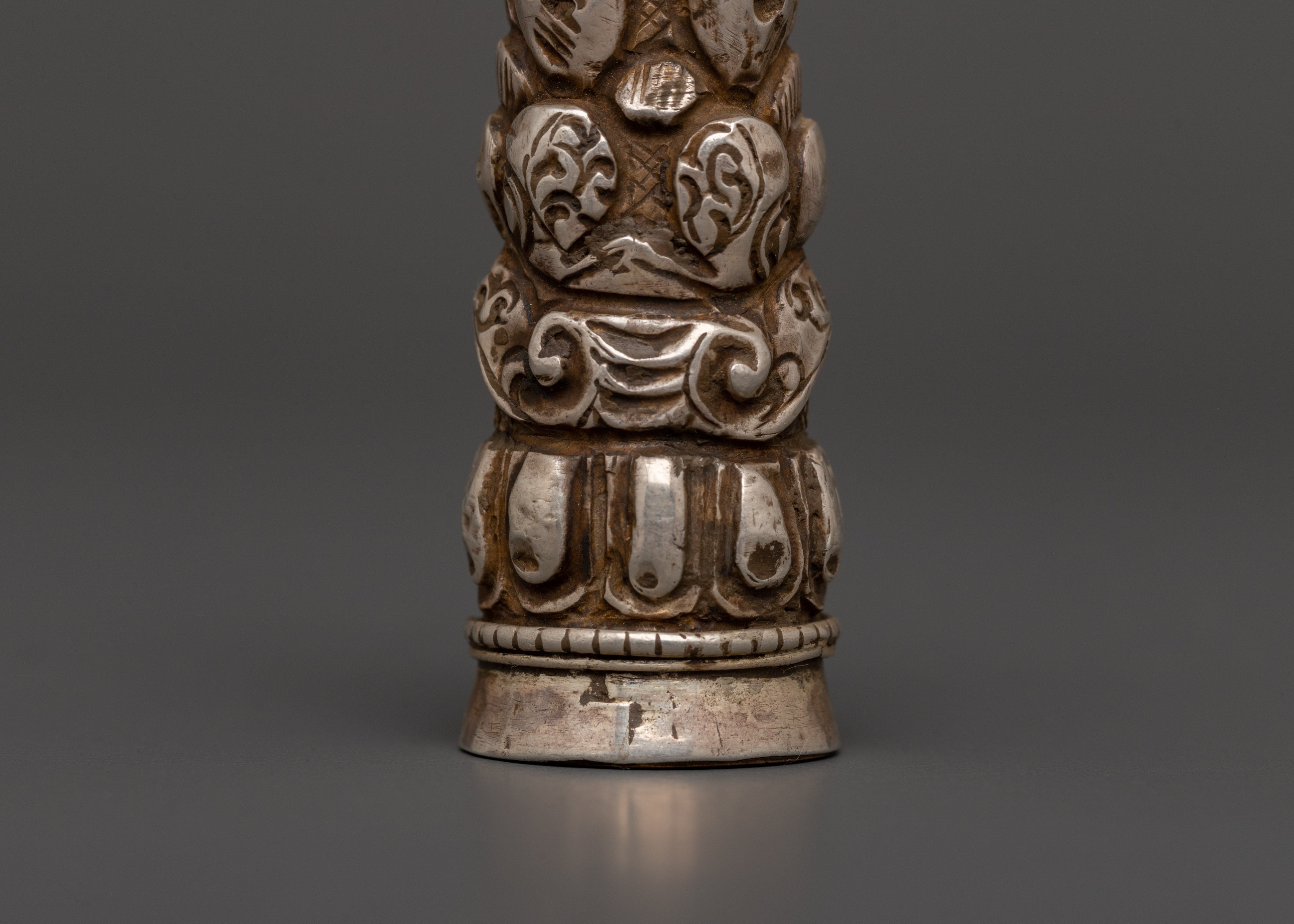 Tibetan Silver Seal Stamp | Buddhist Symbolic Tool for Altar