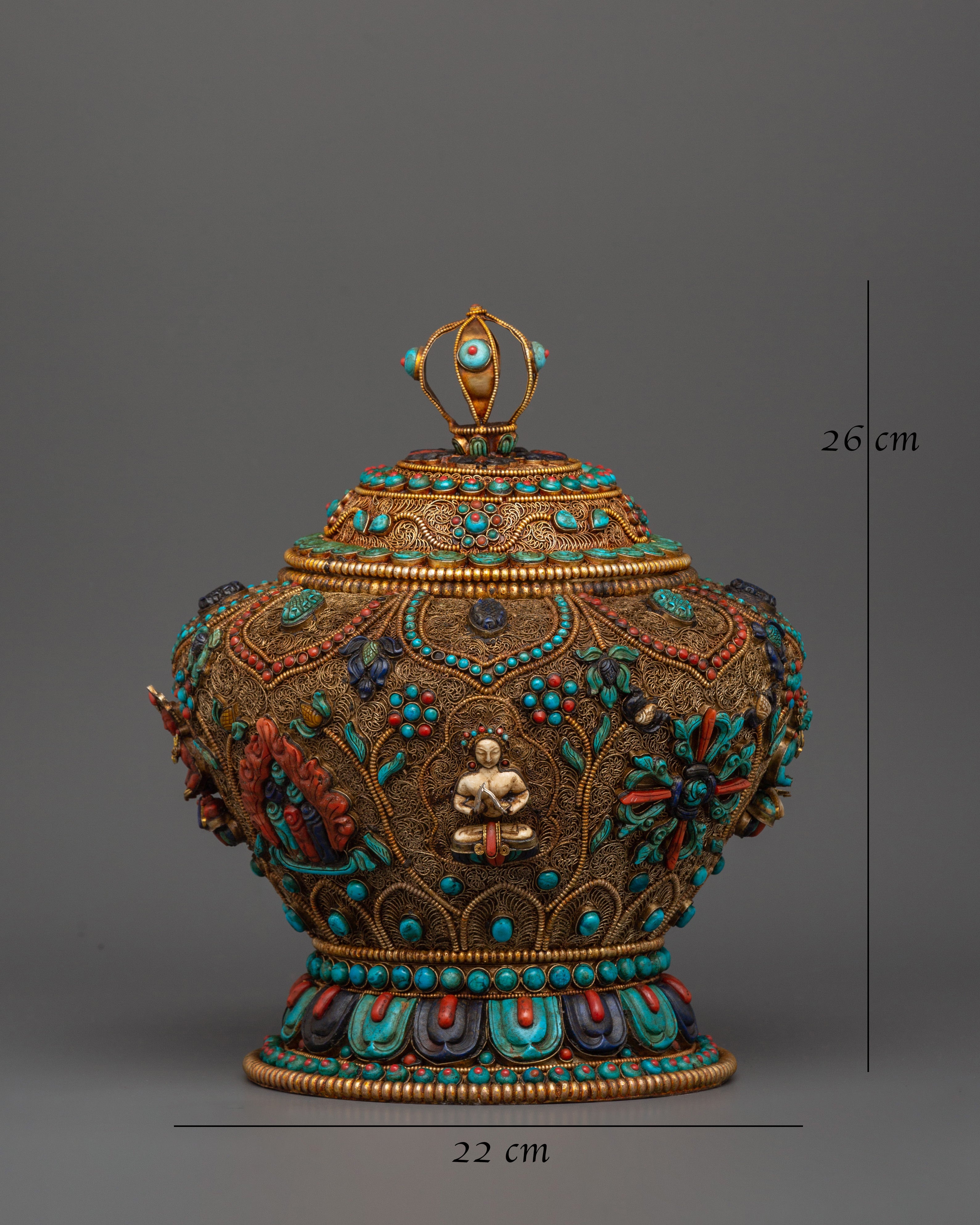 Large Handcrafted Tibetan Rice Bowl | Offering Bowl for Altar and Sacred Space