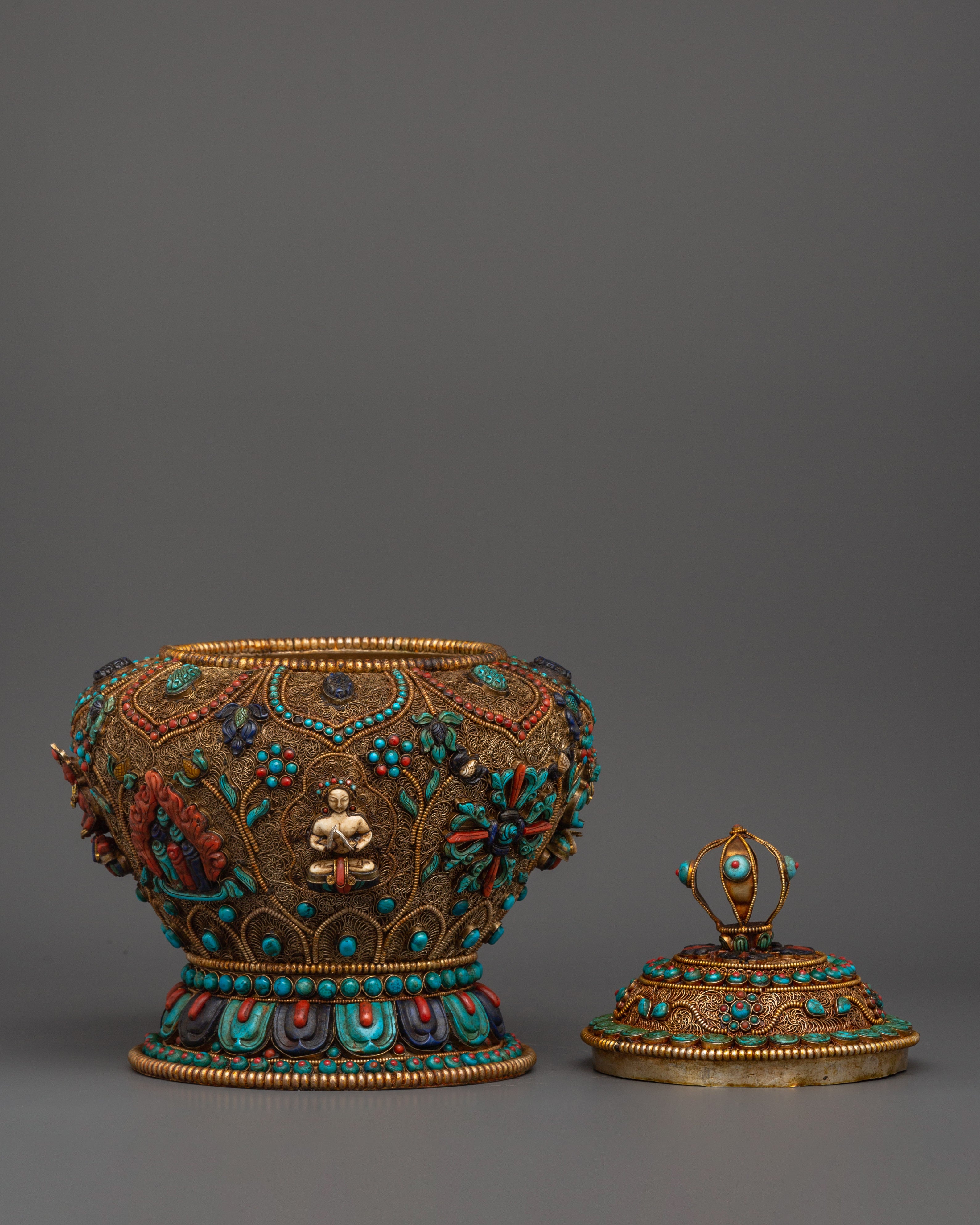 Large Handcrafted Tibetan Rice Bowl | Offering Bowl for Altar and Sacred Space