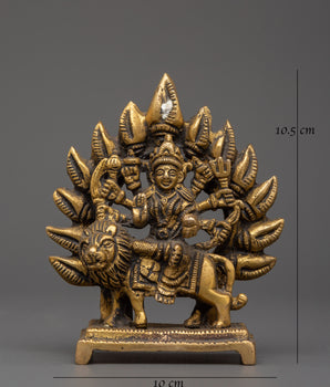 Brass Durga Statue on Lion | Home & Altar Decor