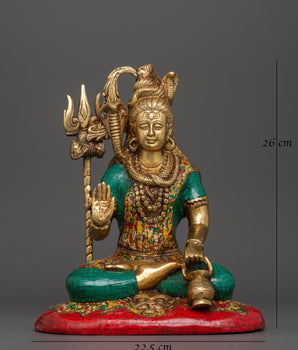 Brass Lord Shiva Statue | Seated Hindu Deity Sculpture