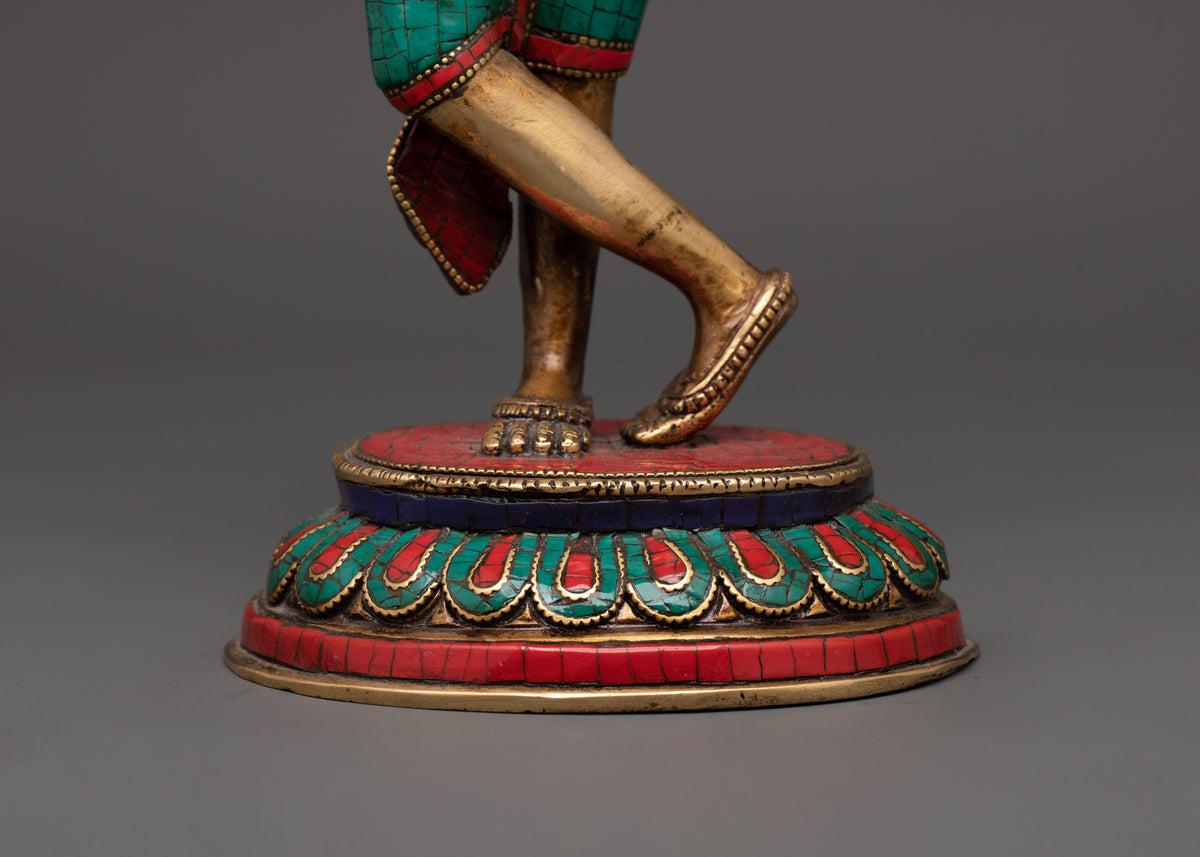 Maya Devi brass statue with Turquoise | Sacred Feminine Art