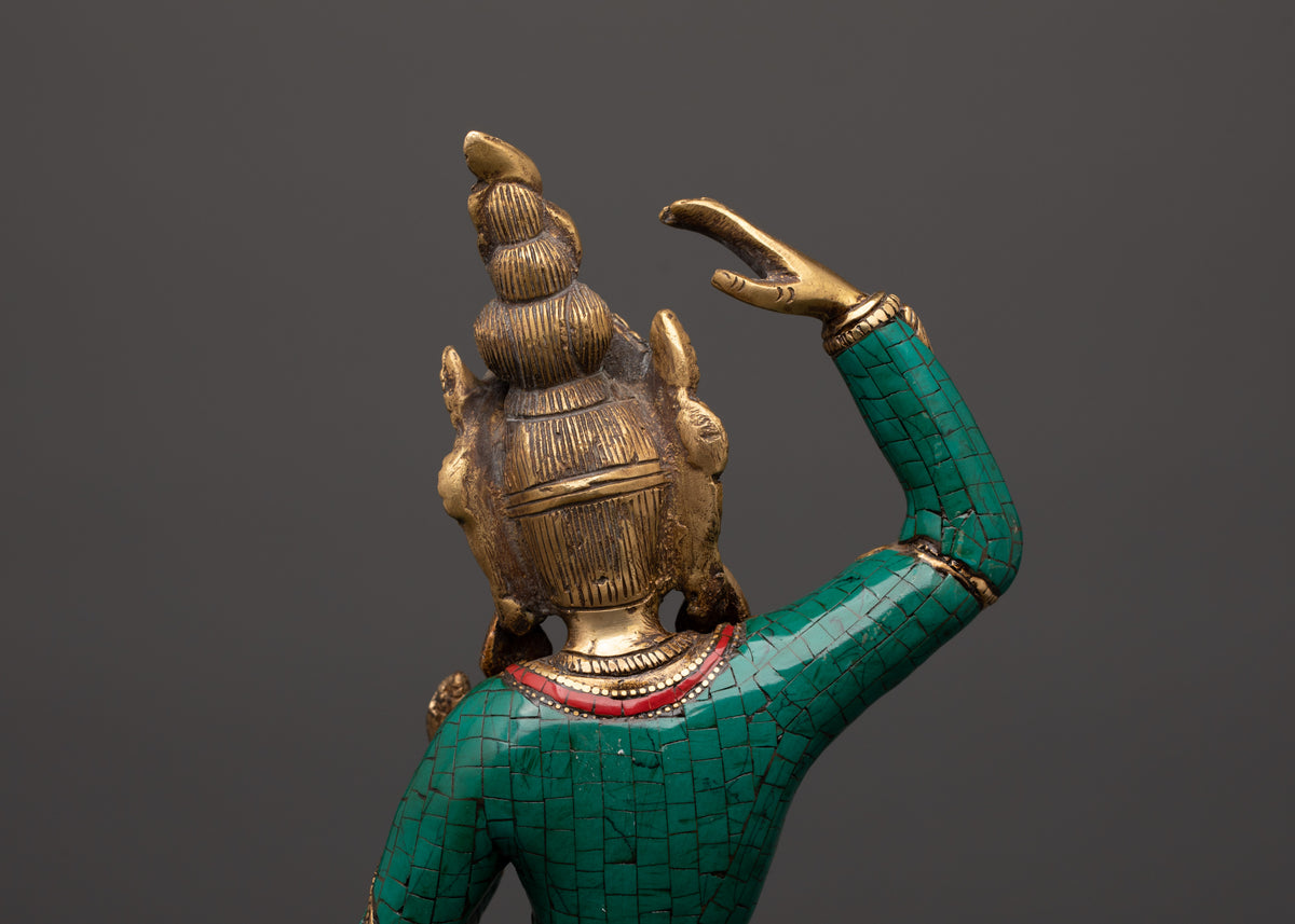 Maya Devi brass statue with Turquoise | Sacred Feminine Art