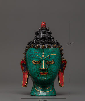 Buddha Head Brass Sculpture | Spiritual Home Art