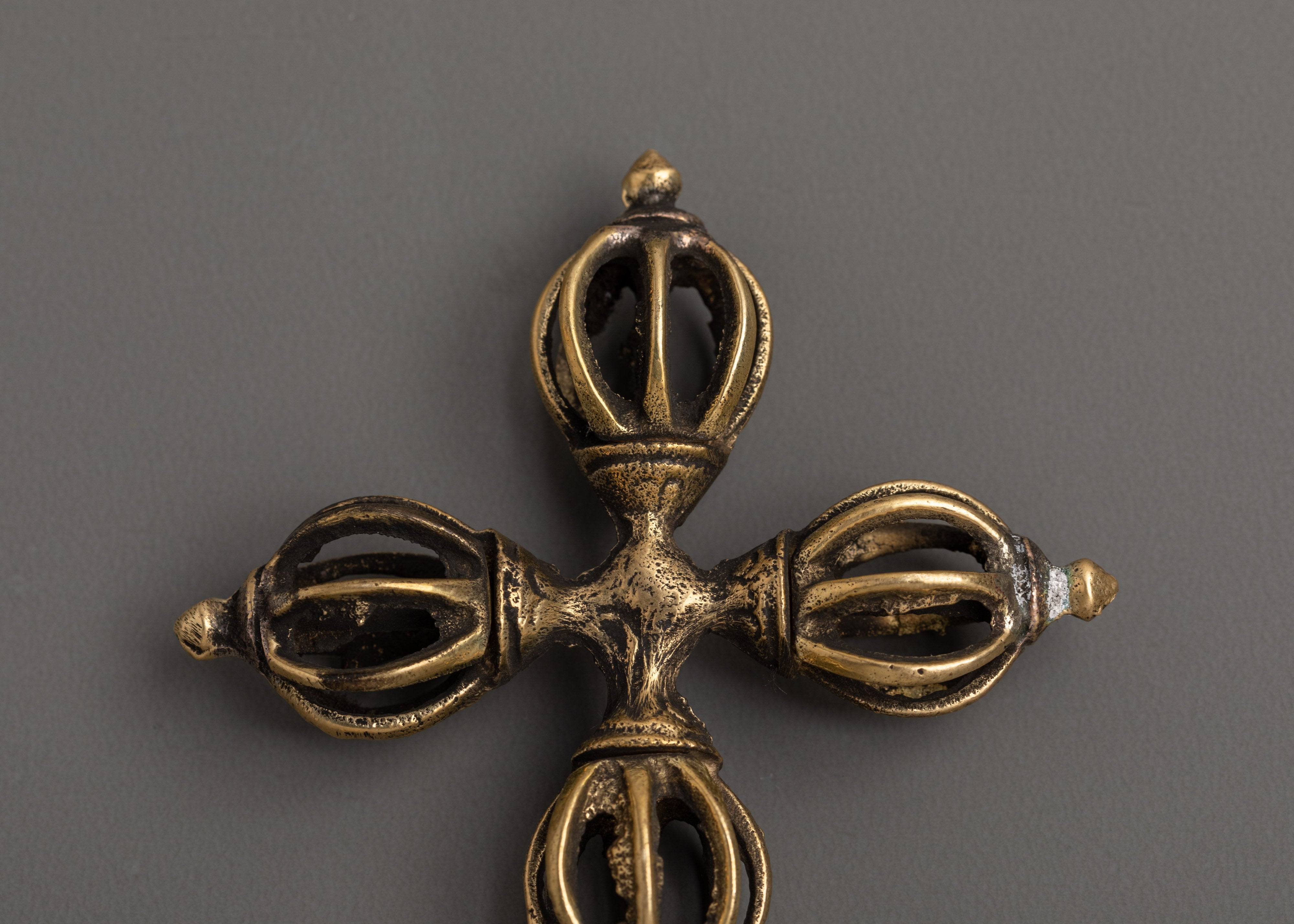 Brass Double Dorje Symbol of Protection | Tibetan Tantric Artifact