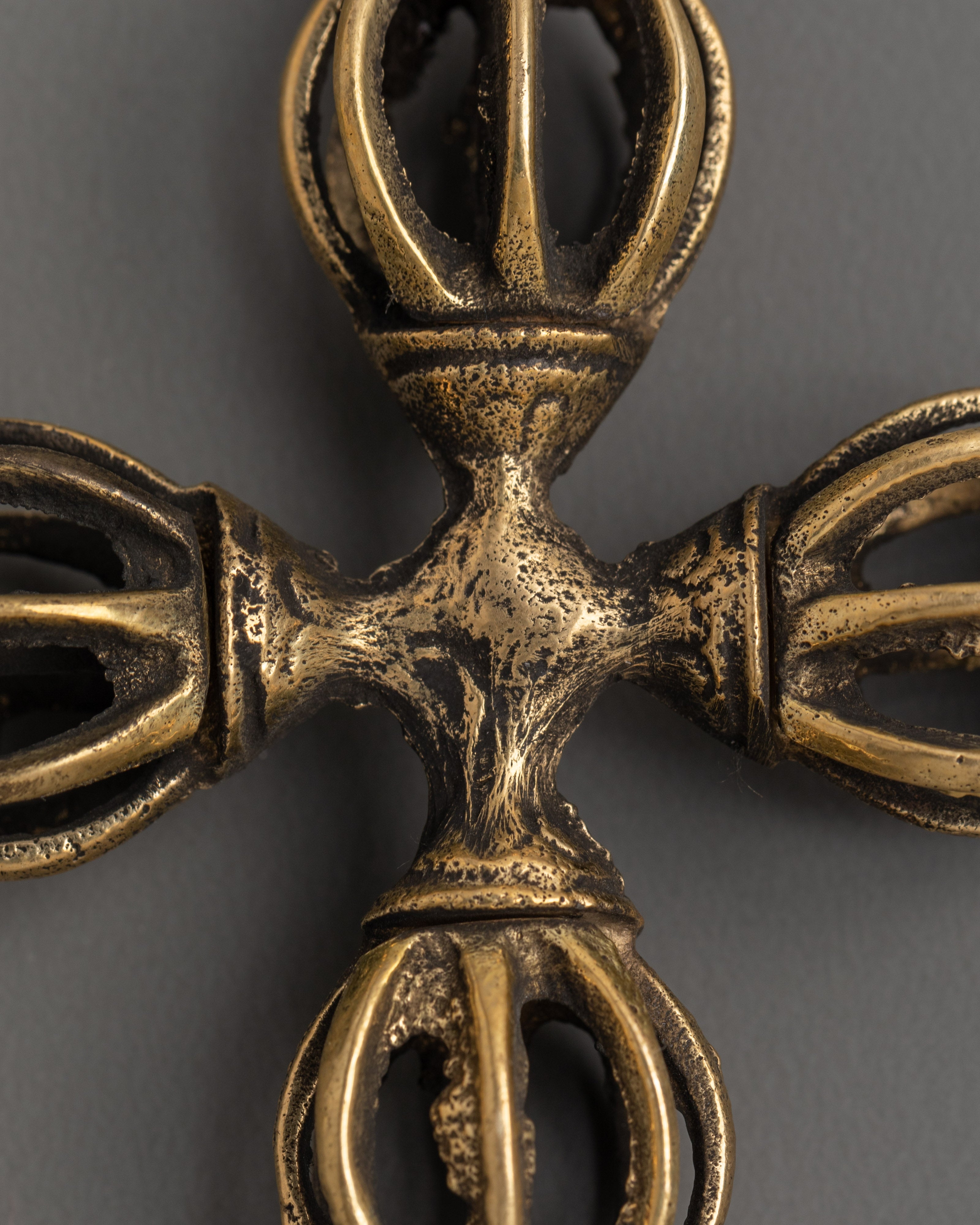 Brass Double Dorje Symbol of Protection | Tibetan Tantric Artifact
