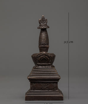 Handcrafted Oxidized Brass Tibetan Stupa | Religious Decorative Buddhist Shrine