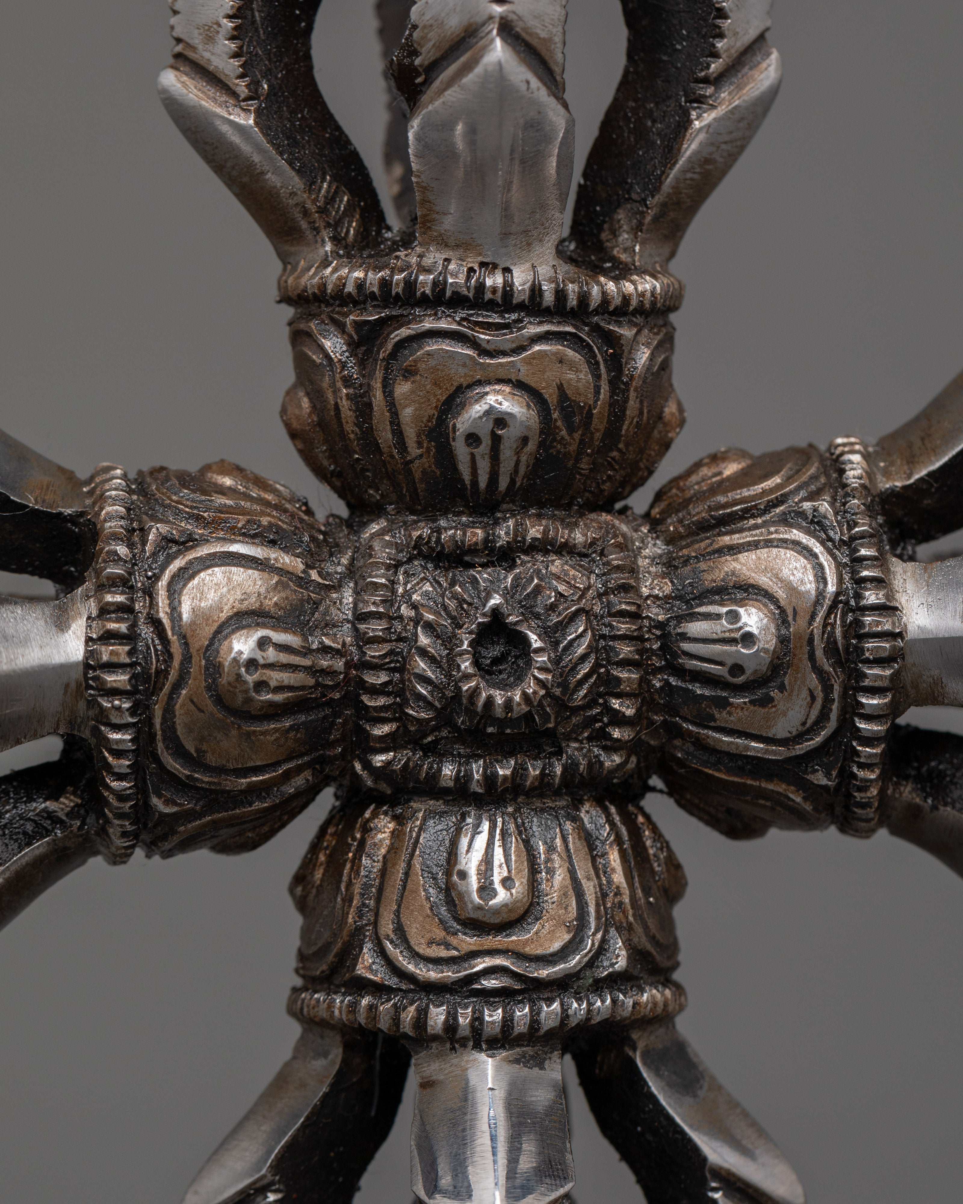 Iron Bishwo Vajra with a Stand Base | Tibetan Double Dorje Sacred Ritual Item