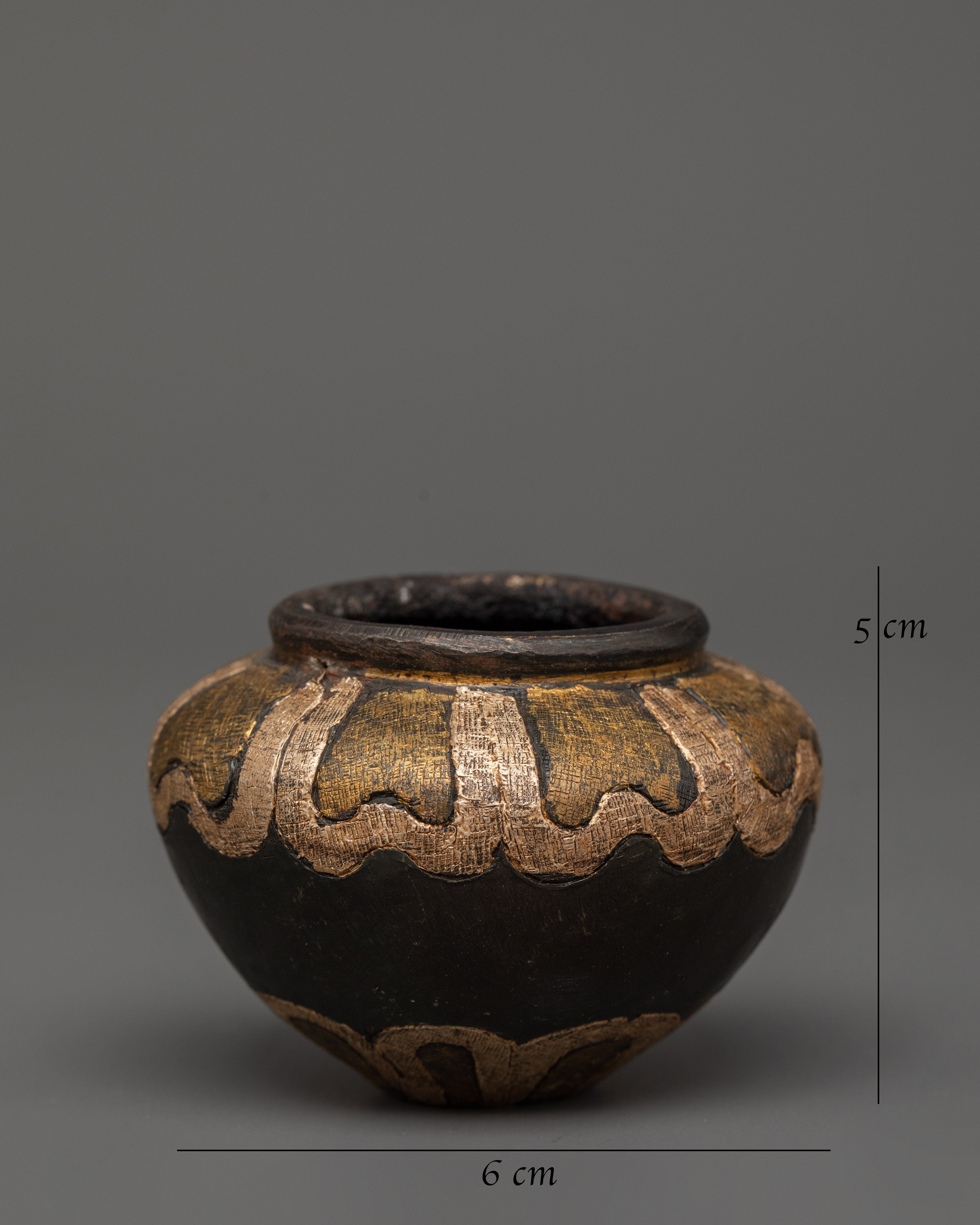 Handcrafted Golpa in Tibetan Style | Iron, Silver, and Brass Inlaid Decorative Piece