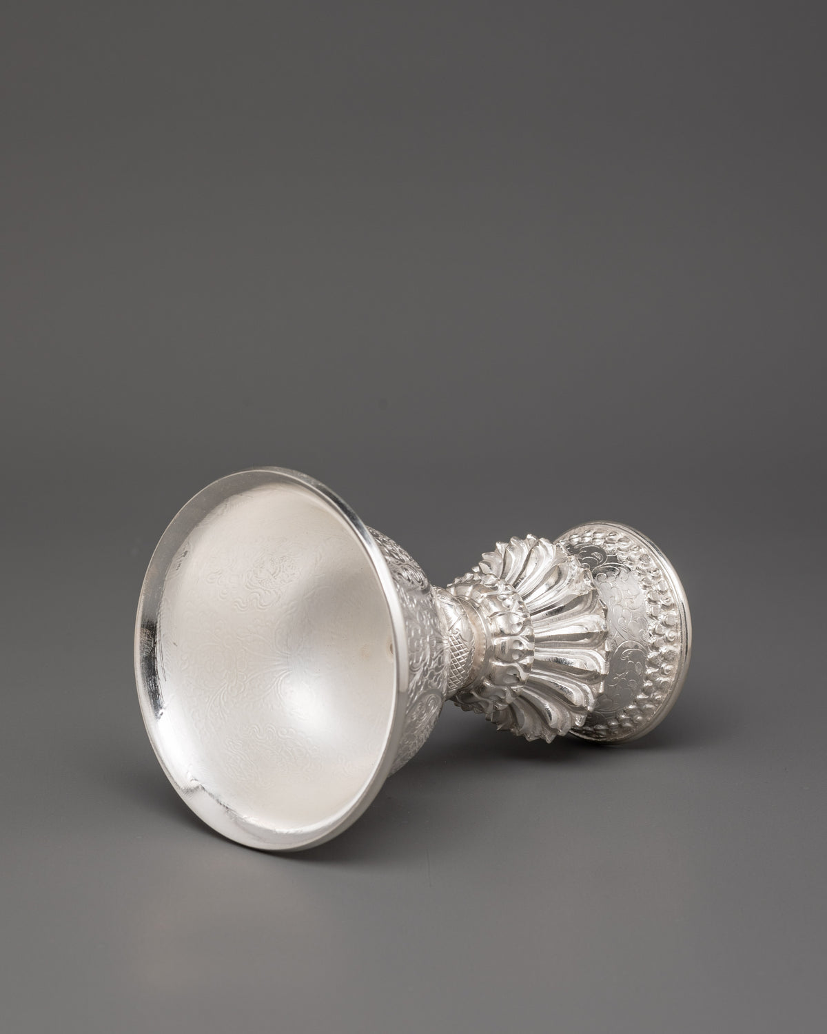 Buddhist Butter Lamp Offering Set | Silver Tibetan Ritual Lamp