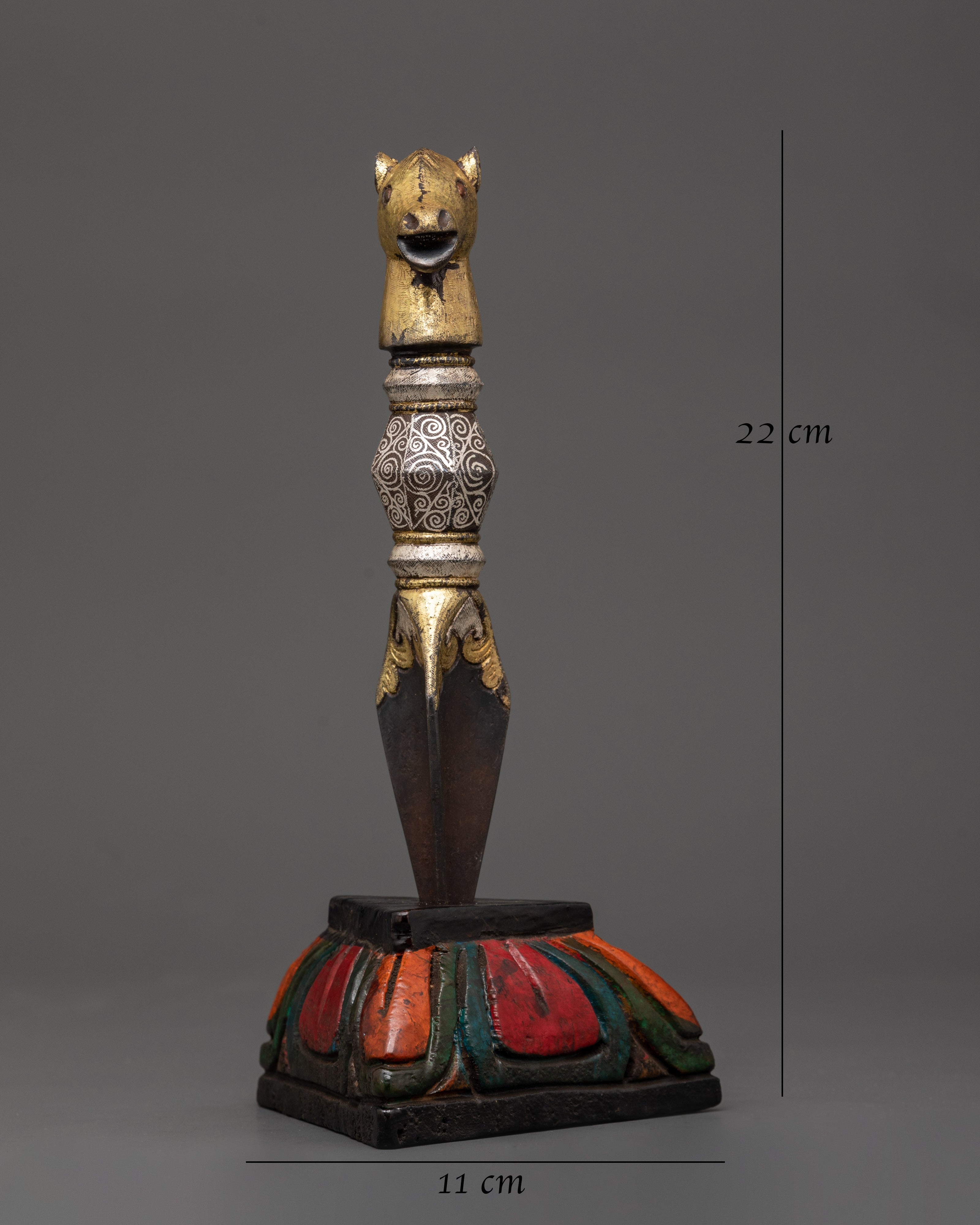 Iron Phurba with Carvings | Handcrafted Ritual Dagger for Protection