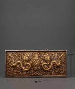 Wall Hanging with Dragon Carving | Tibetan Decor for Power and Protection