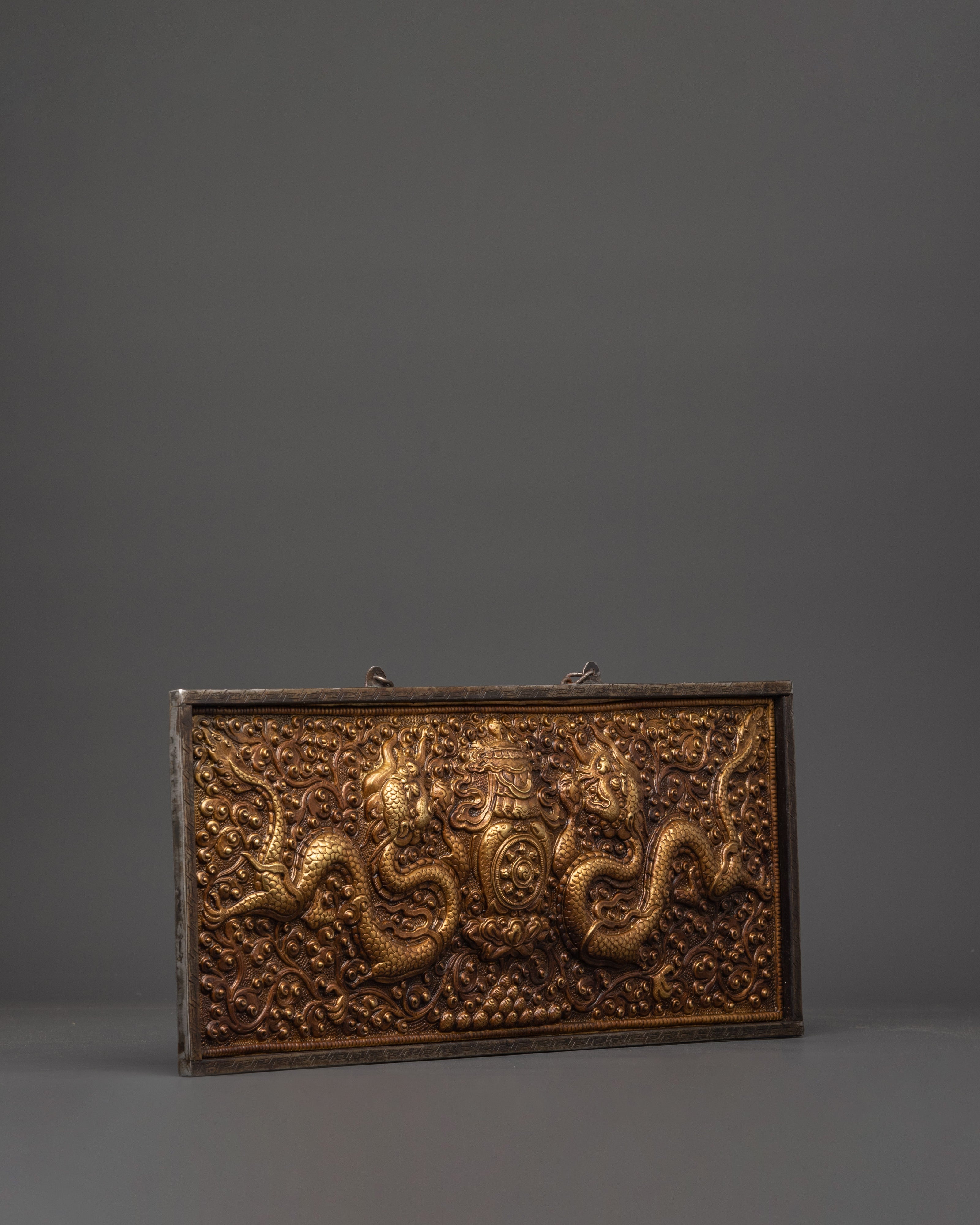 Wall Hanging with Dragon Carving | Tibetan Decor for Power and Protection