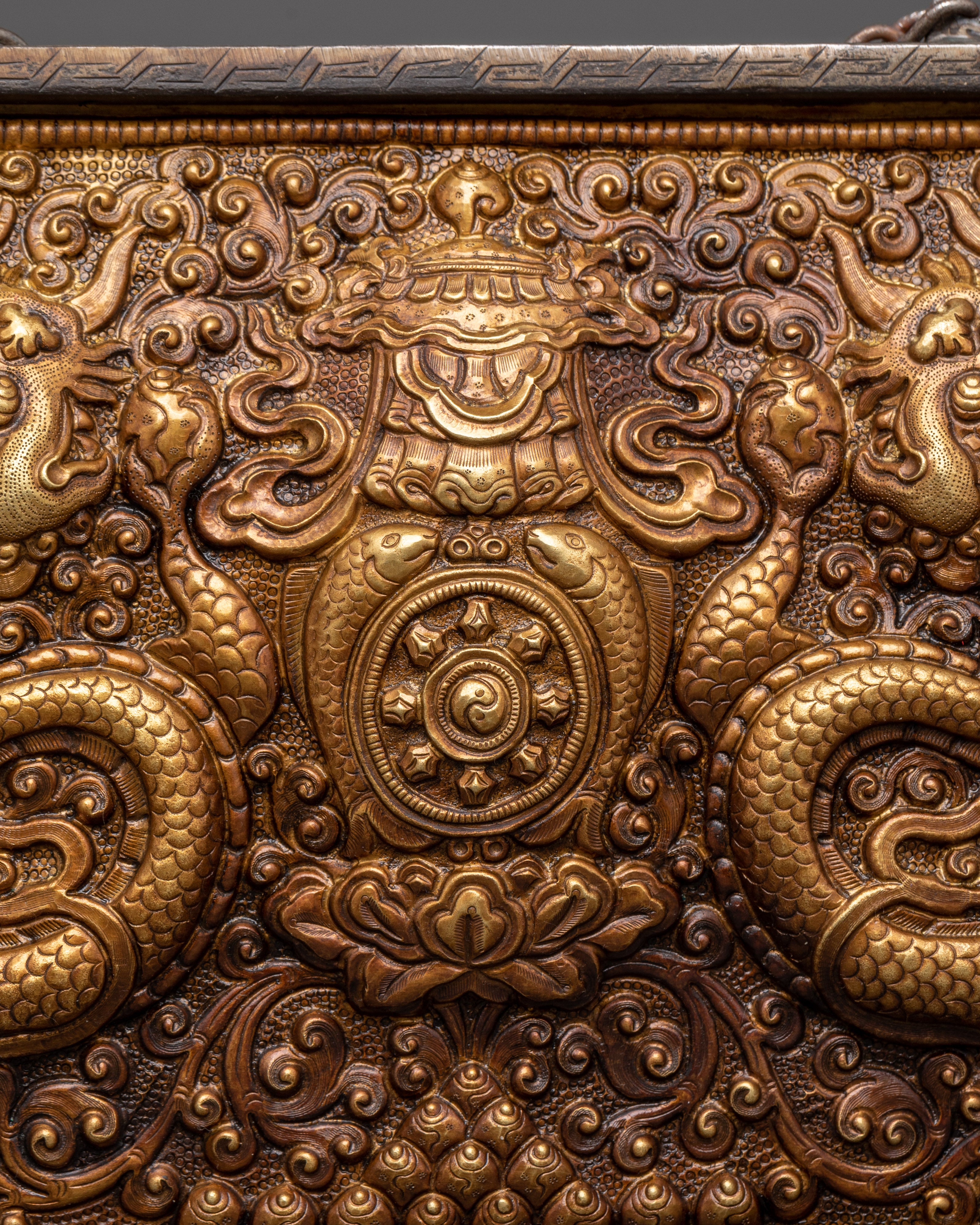Wall Hanging with Dragon Carving | Tibetan Decor for Power and Protection