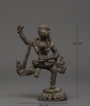 Antique Brass Narasimha Statue | Handcrafted Hindu God Sculpture