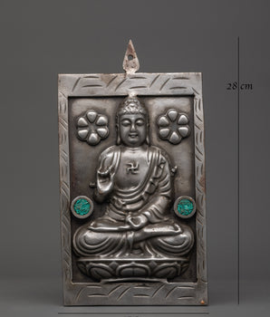 Buddha Wall Hanging with Iron and Turquoise | Handcrafted Spiritual Buddha Zen Wall Art