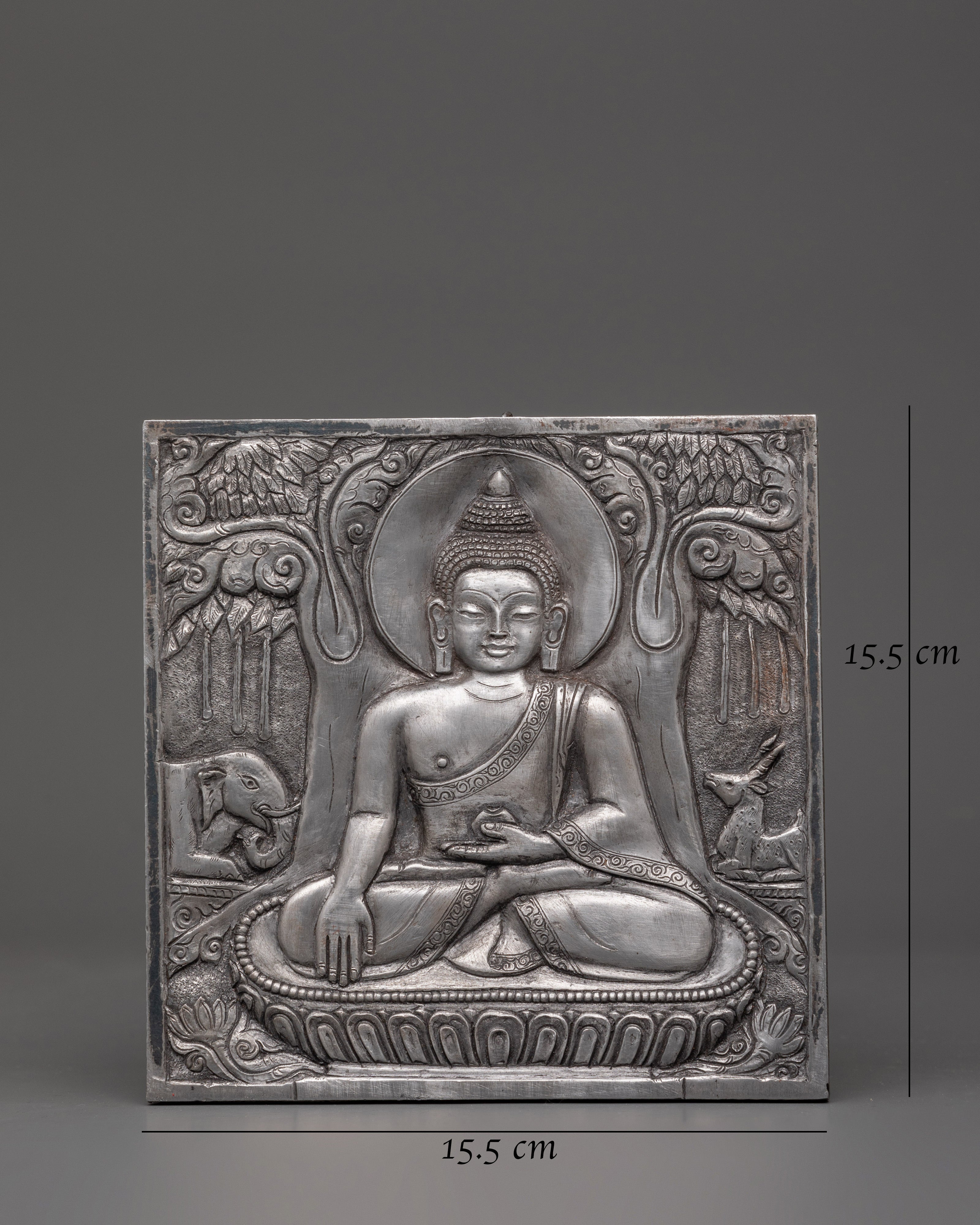 Hand-carved Buddha Wall Hanging | Meditation Posture Under Tree Engraved