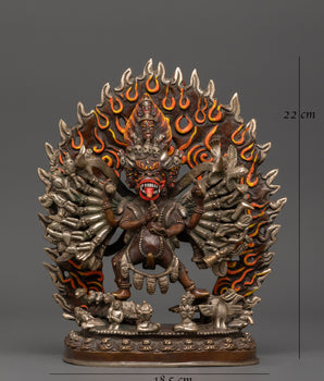 Silver-Plated Yamantaka Statue | Wrathful Buddhist Deity for Protection & Transformation