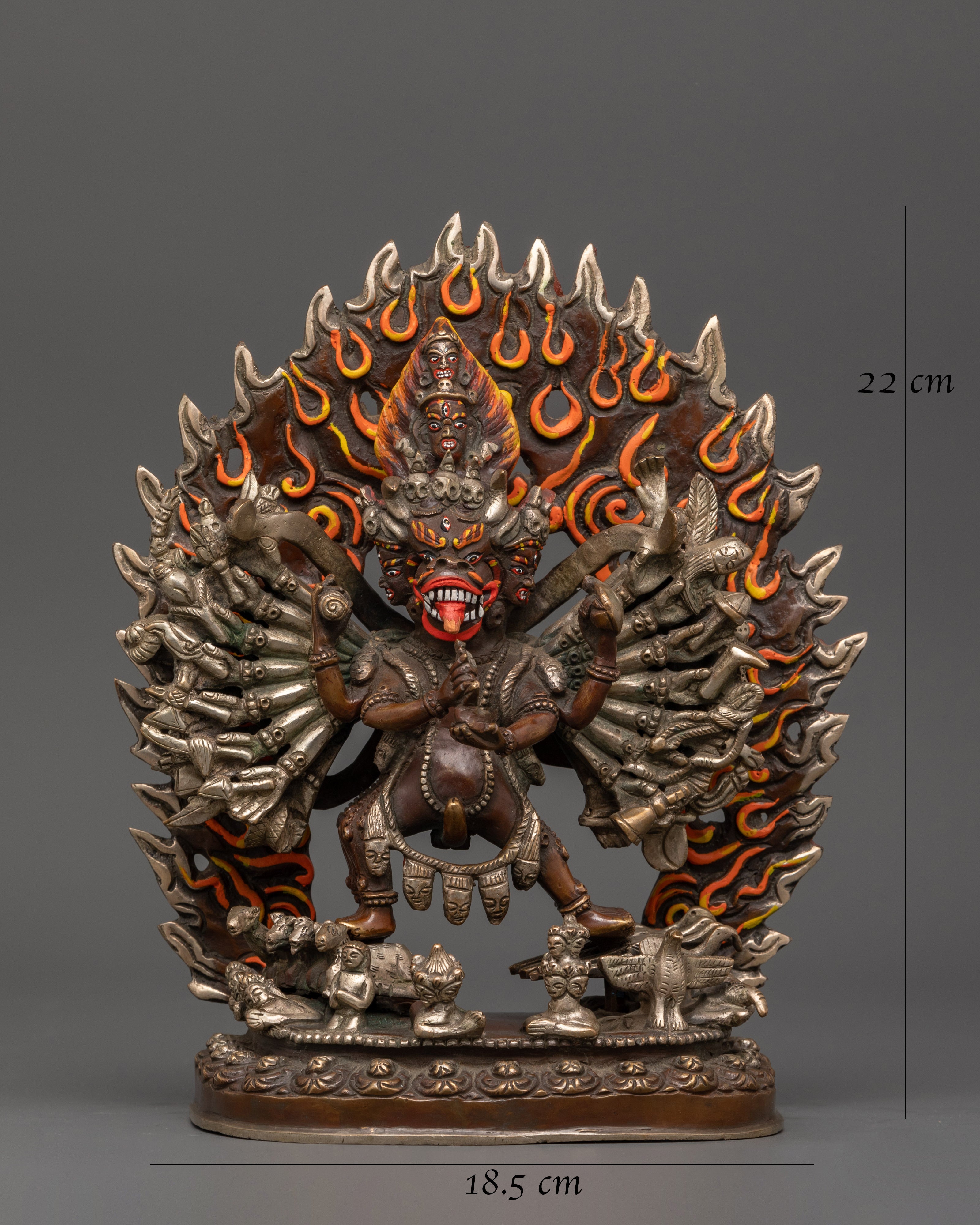 Silver-Plated Yamantaka Statue | Wrathful Buddhist Deity for Protection & Transformation