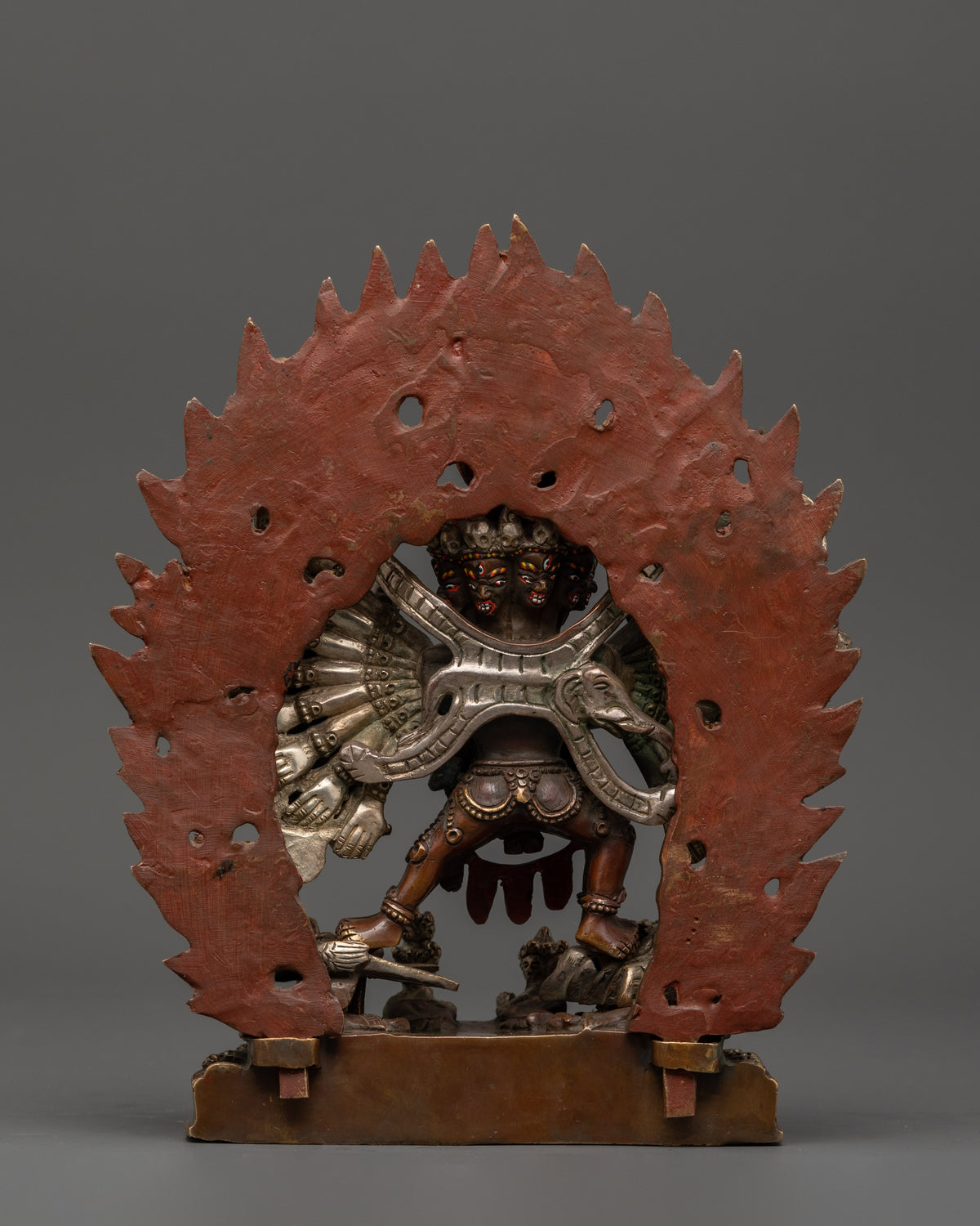 Silver-Plated Yamantaka Statue | Wrathful Buddhist Deity for Protection & Transformation