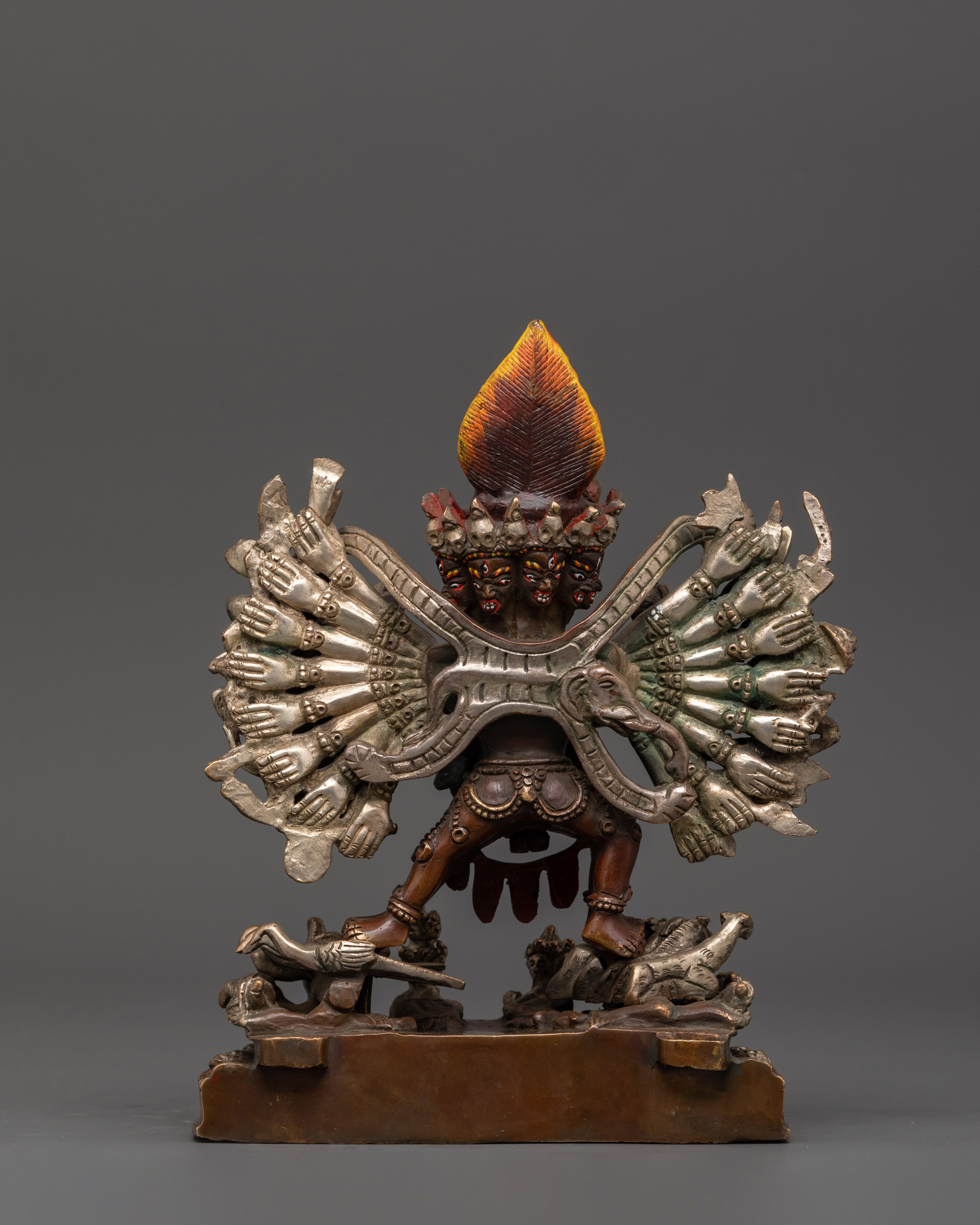 Silver-Plated Yamantaka Statue | Wrathful Buddhist Deity for Protection & Transformation