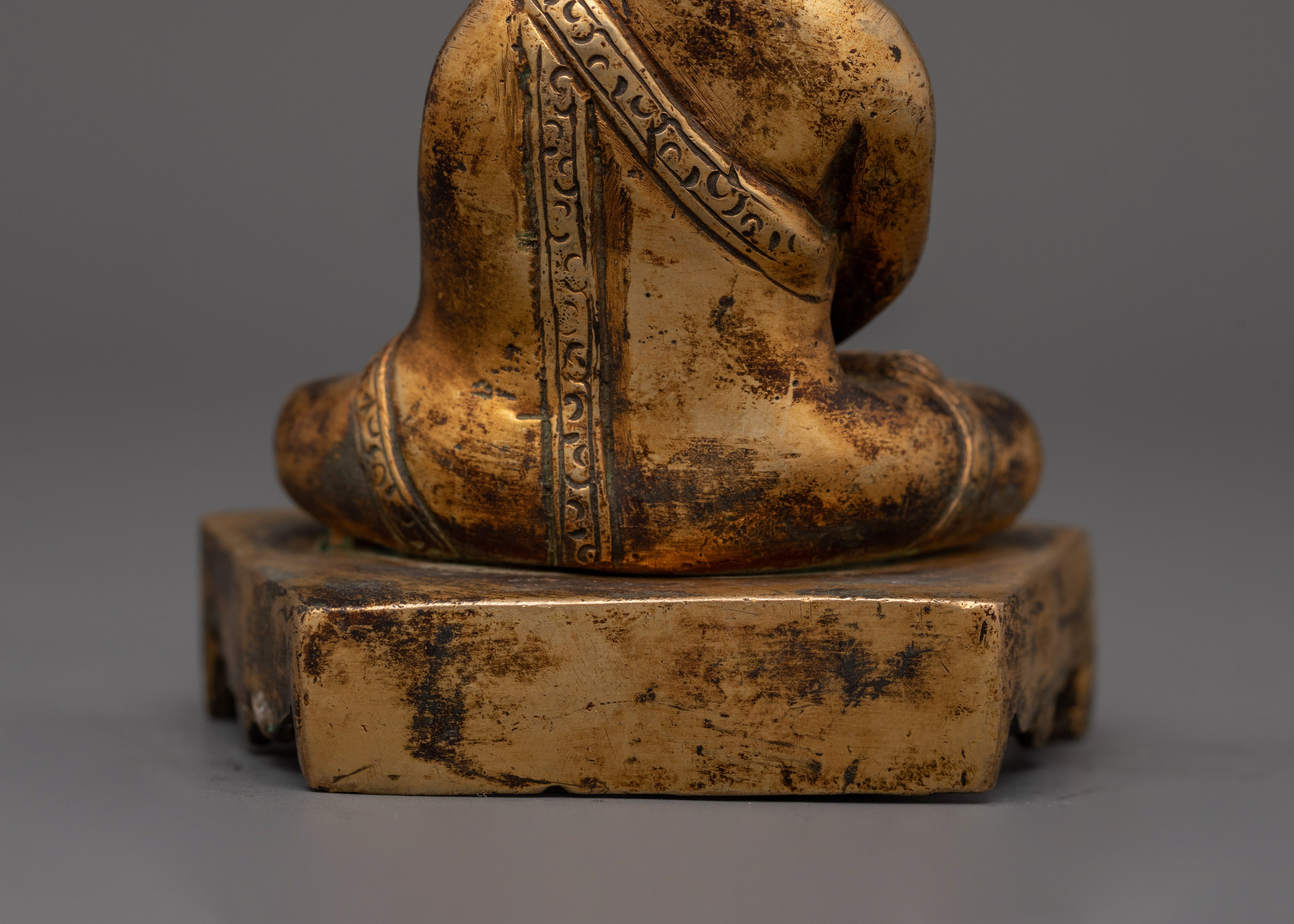 Amitabha Buddha Statue Copper Body Gold Plated Antique Finish | Meditation Decor