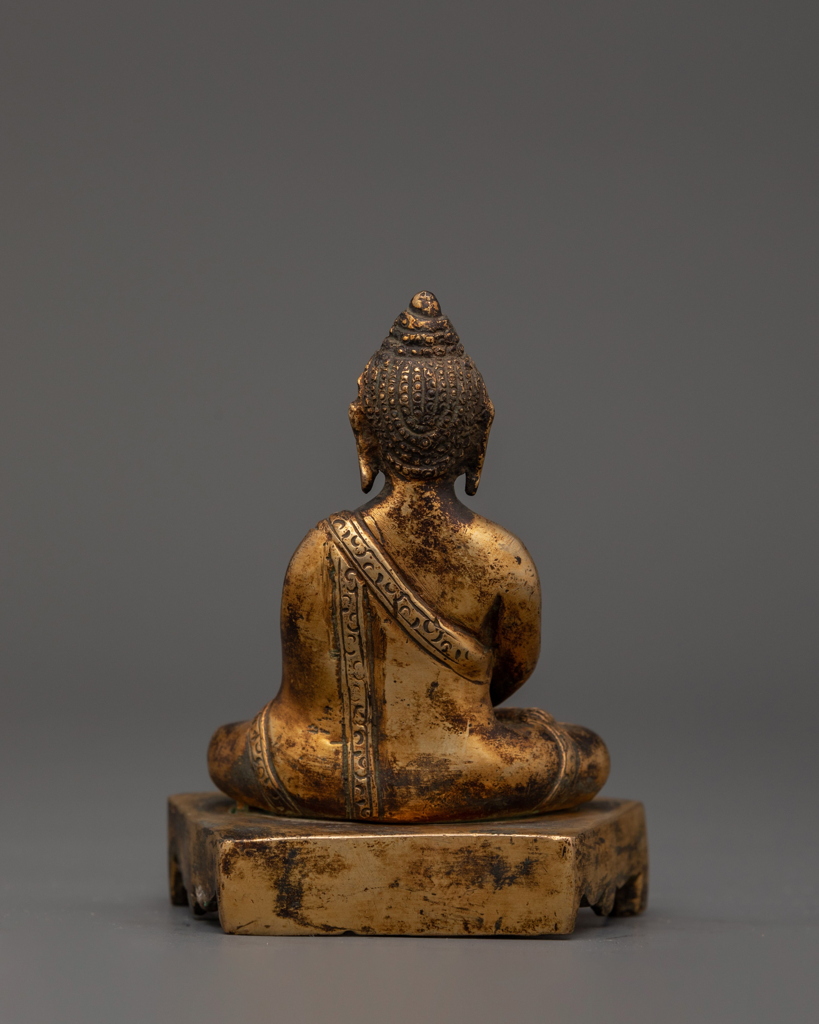 Amitabha Buddha Statue Copper Body Gold Plated Antique Finish | Meditation Decor