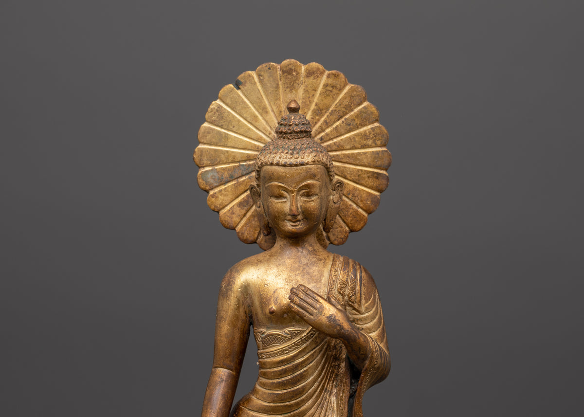 Antique Finish Shakyamuni Buddha Statue | Meditation Space and Sacred Decor