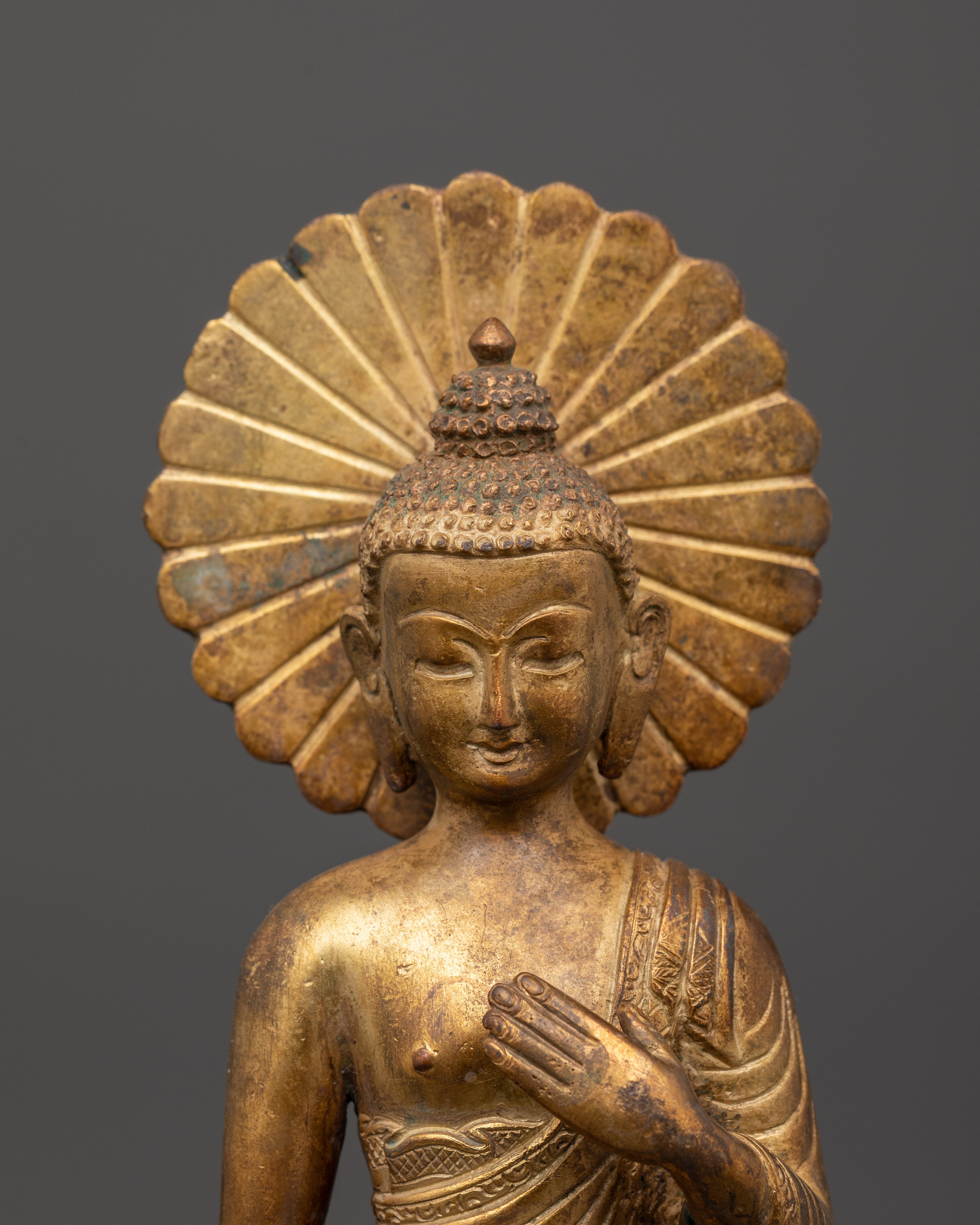 Antique Finish Shakyamuni Buddha Statue | Meditation Space and Sacred Decor