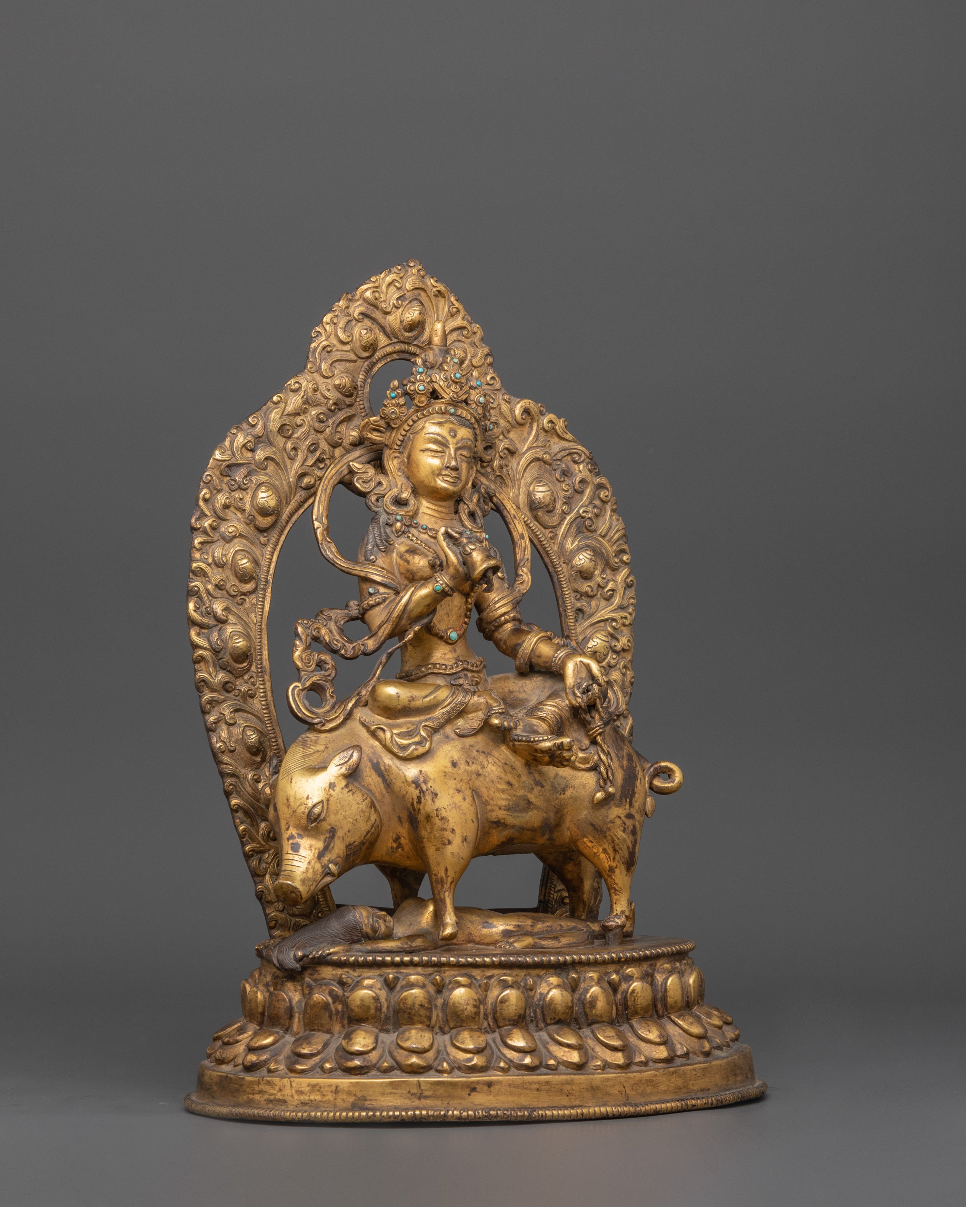 Antique Gold Marichi Statue | Gold-Plated Copper Deity