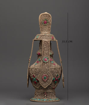 Handcrafted Tibetan Life Vase | Healing Ritual Vase for Ceremonies