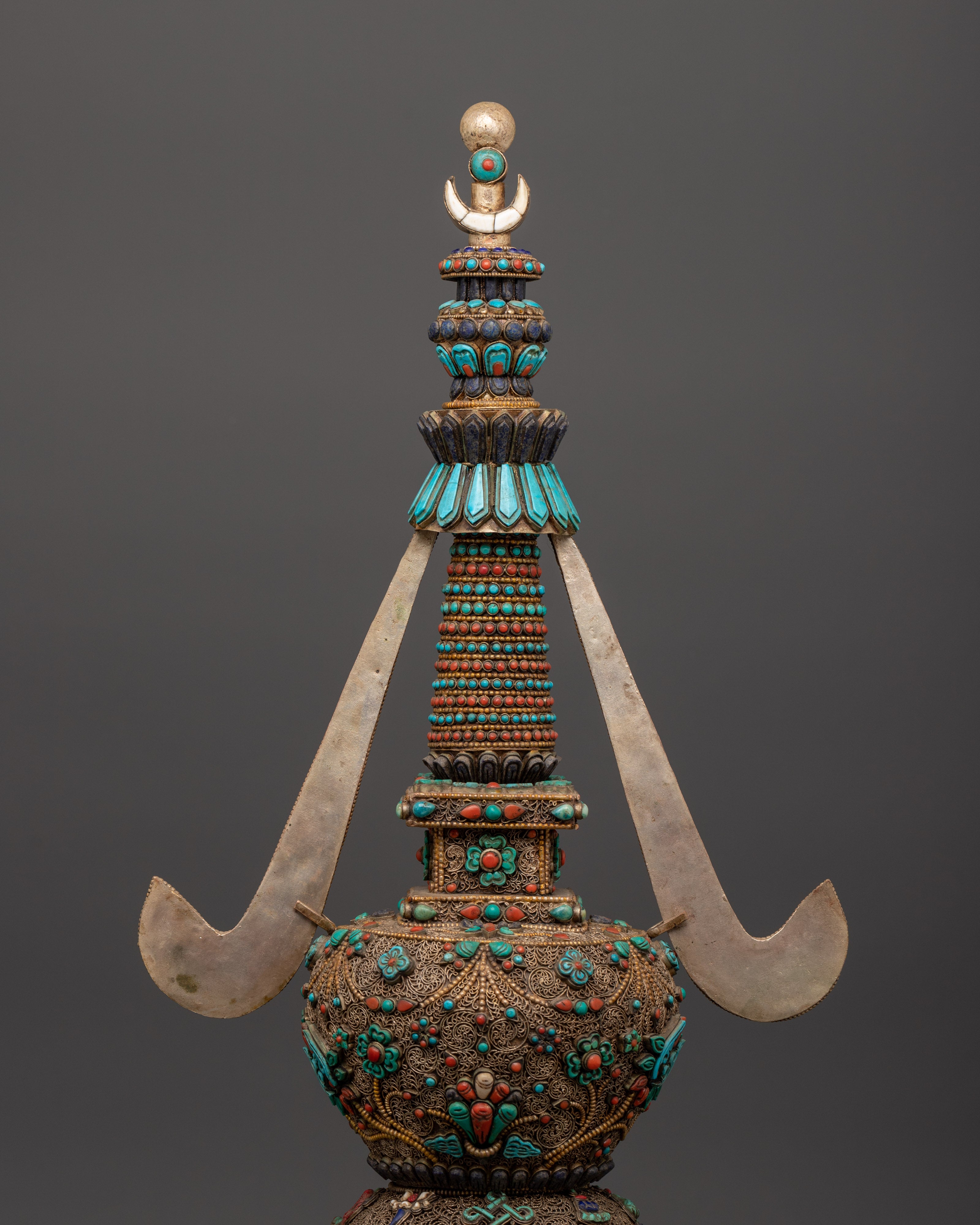 Handcrafted Traditional Copper Stupa | Buddhist Shrine Artifact