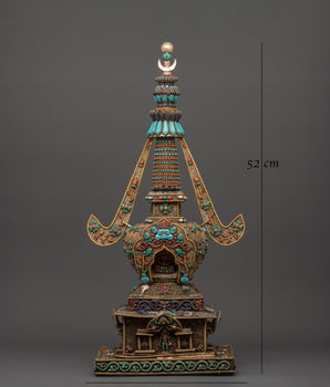 Handcrafted Traditional Copper Stupa | Buddhist Shrine Artifact