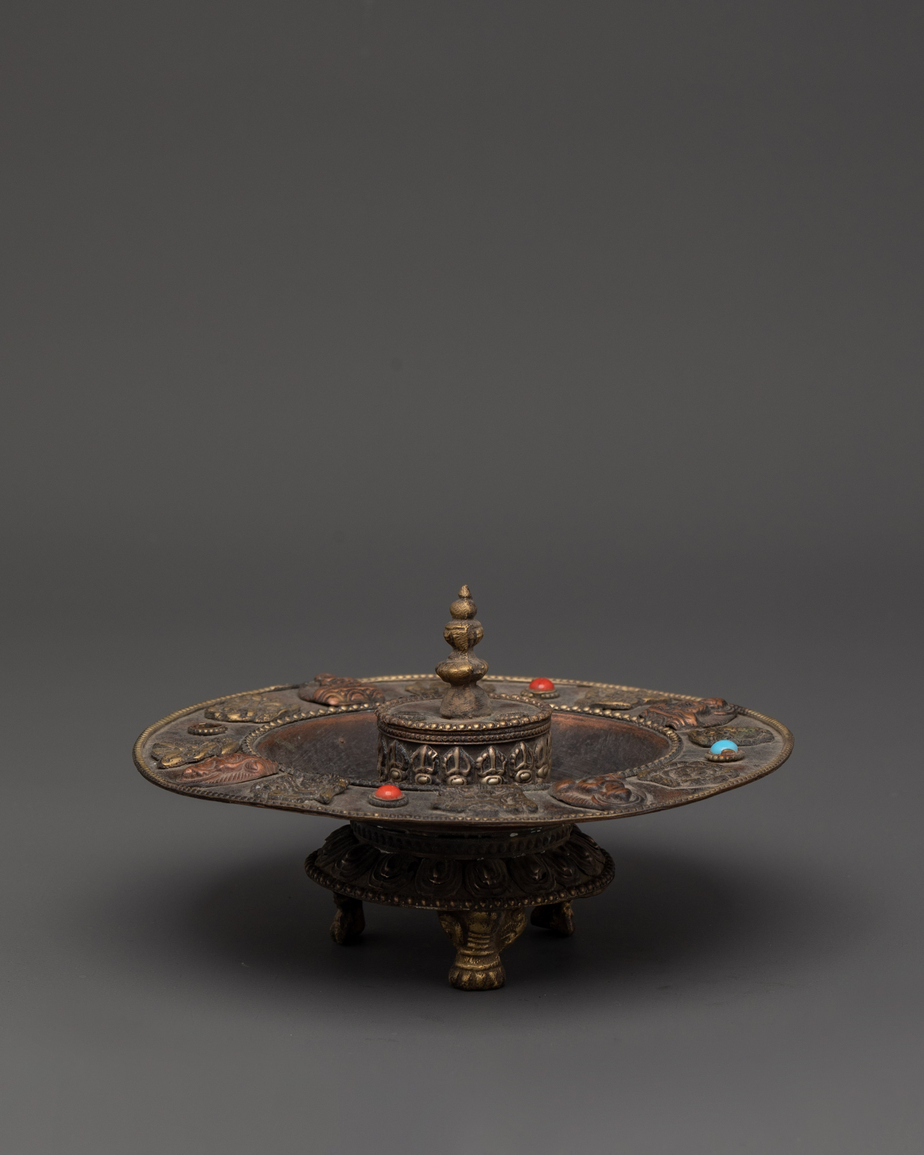 Handcrafted Tibetan Copper Brass Incense Holder | Buddhist Altar Spiritual Decor