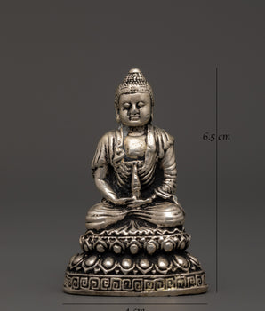 Amitabha Buddha Sacred Statue | White Metal Buddhist Sculpture for Meditation Altar